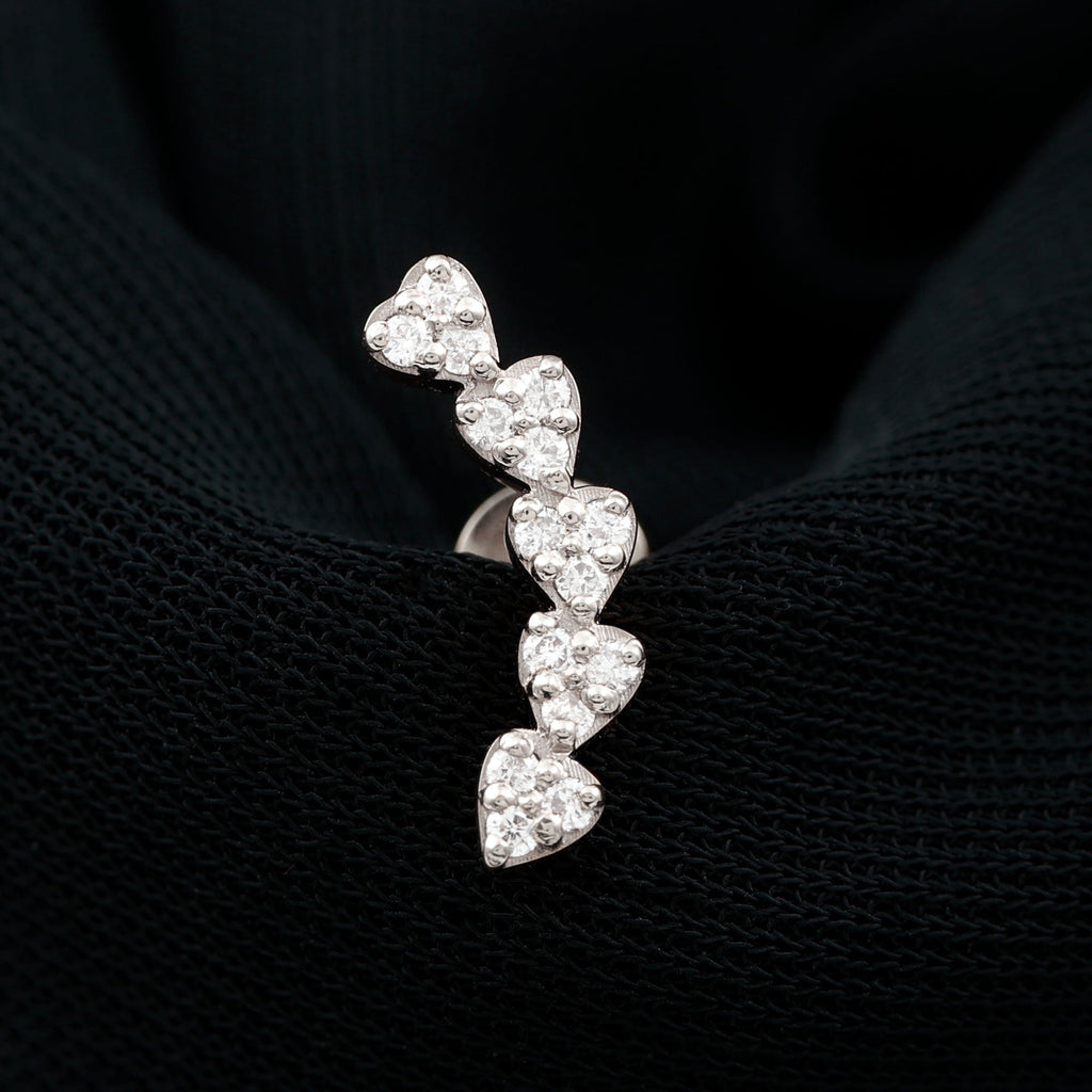 Certified Moissanite Heart Curved Crawler Earring