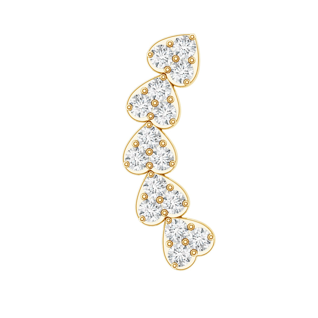 Certified Moissanite Heart Curved Crawler Earring