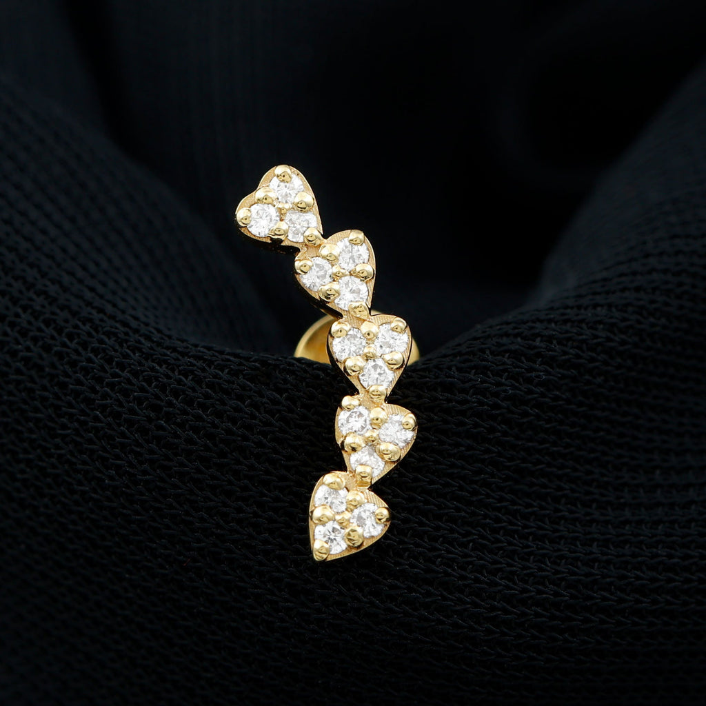 Certified Moissanite Heart Curved Crawler Earring