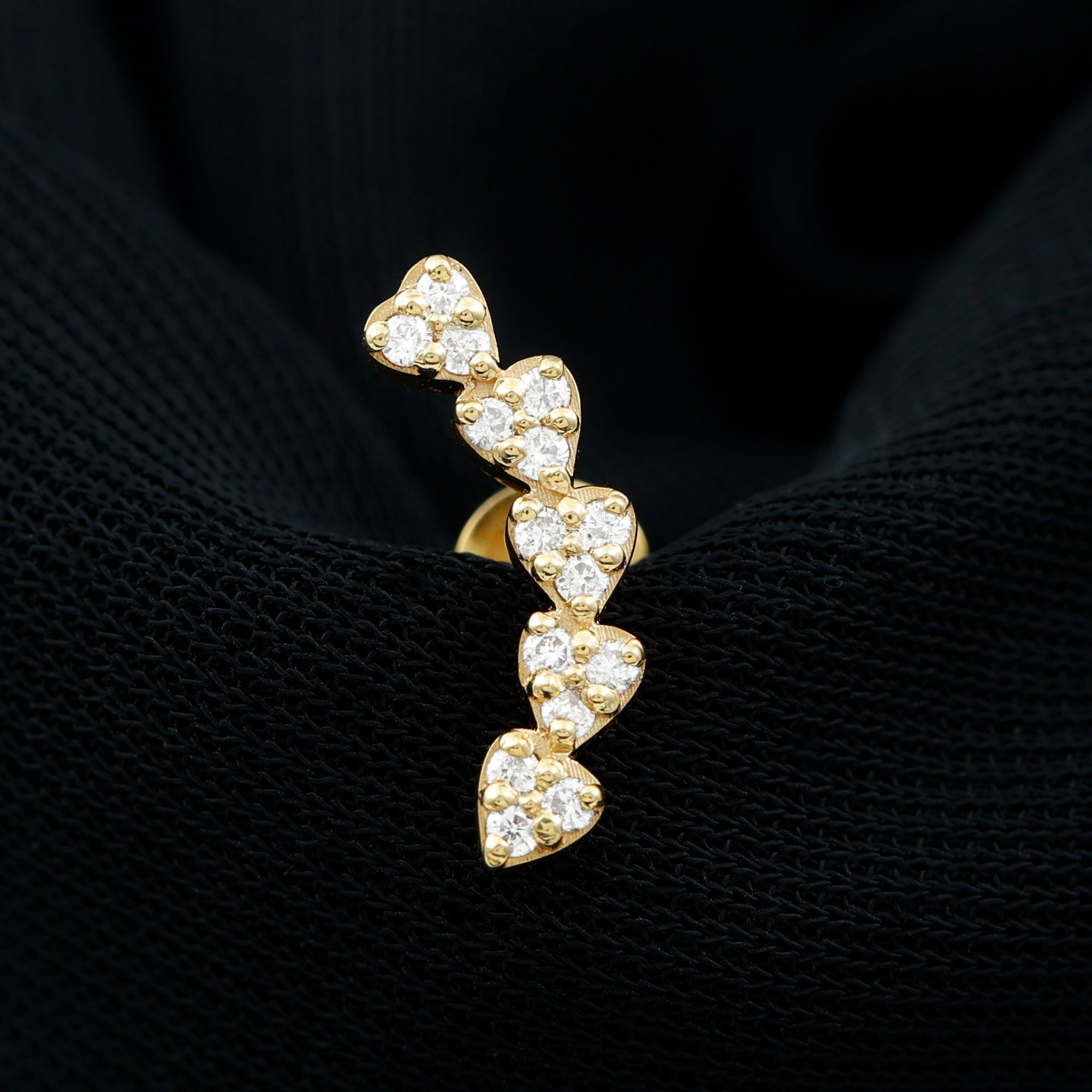 Certified Moissanite Heart Curved Crawler Earring