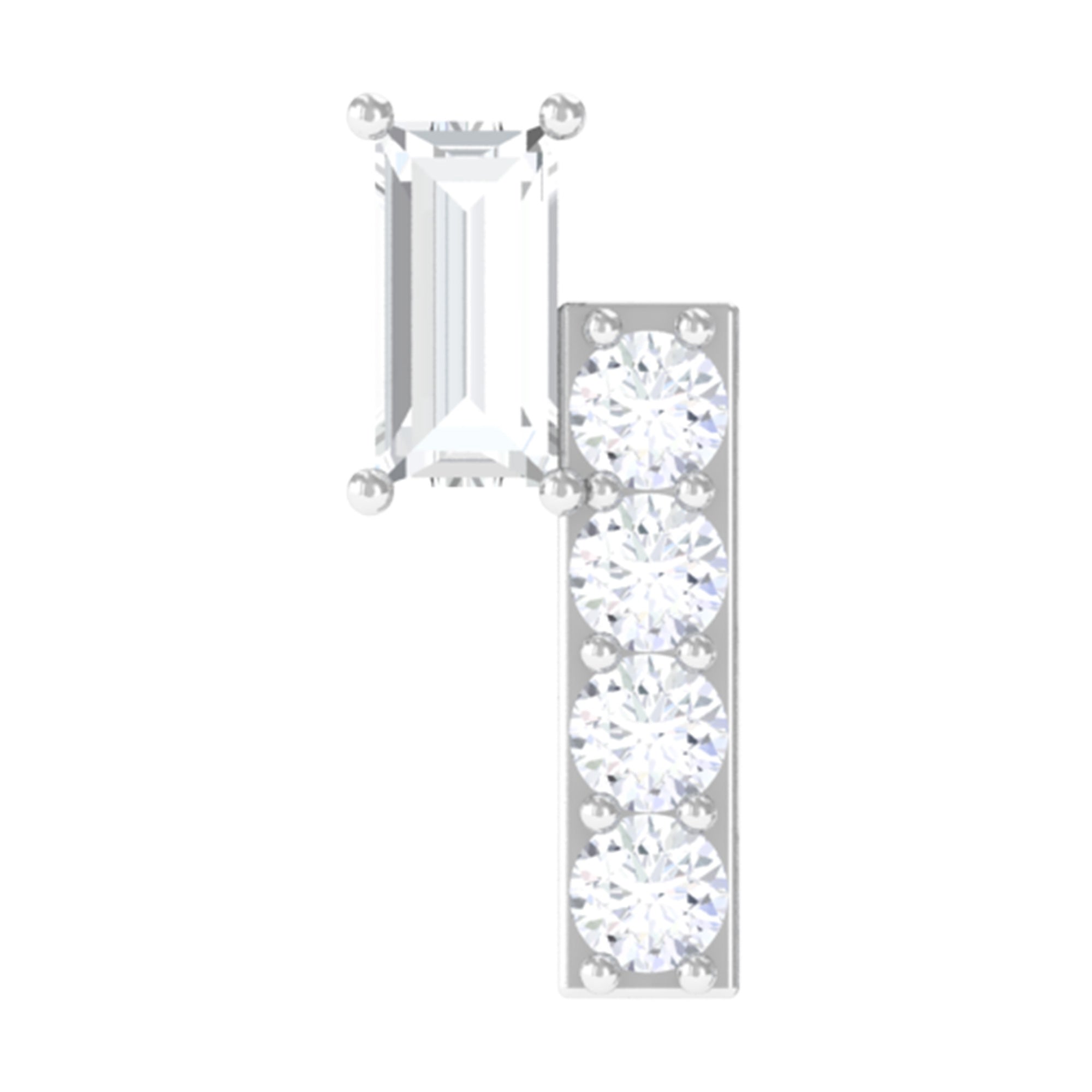 Moissanite Unique Bar Earring for Tragus Piercing