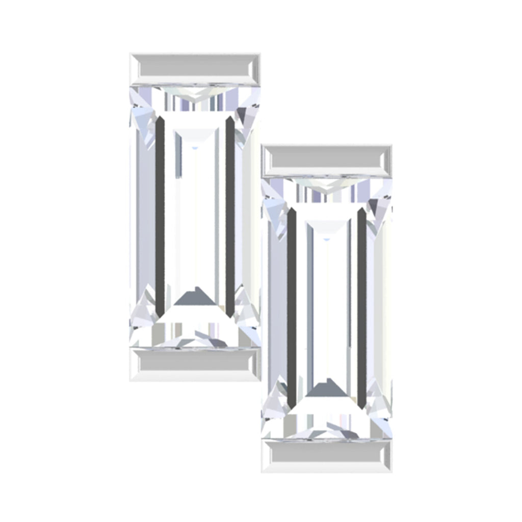 Baguette Moissanite 2 Stone Dainty Nose Stud