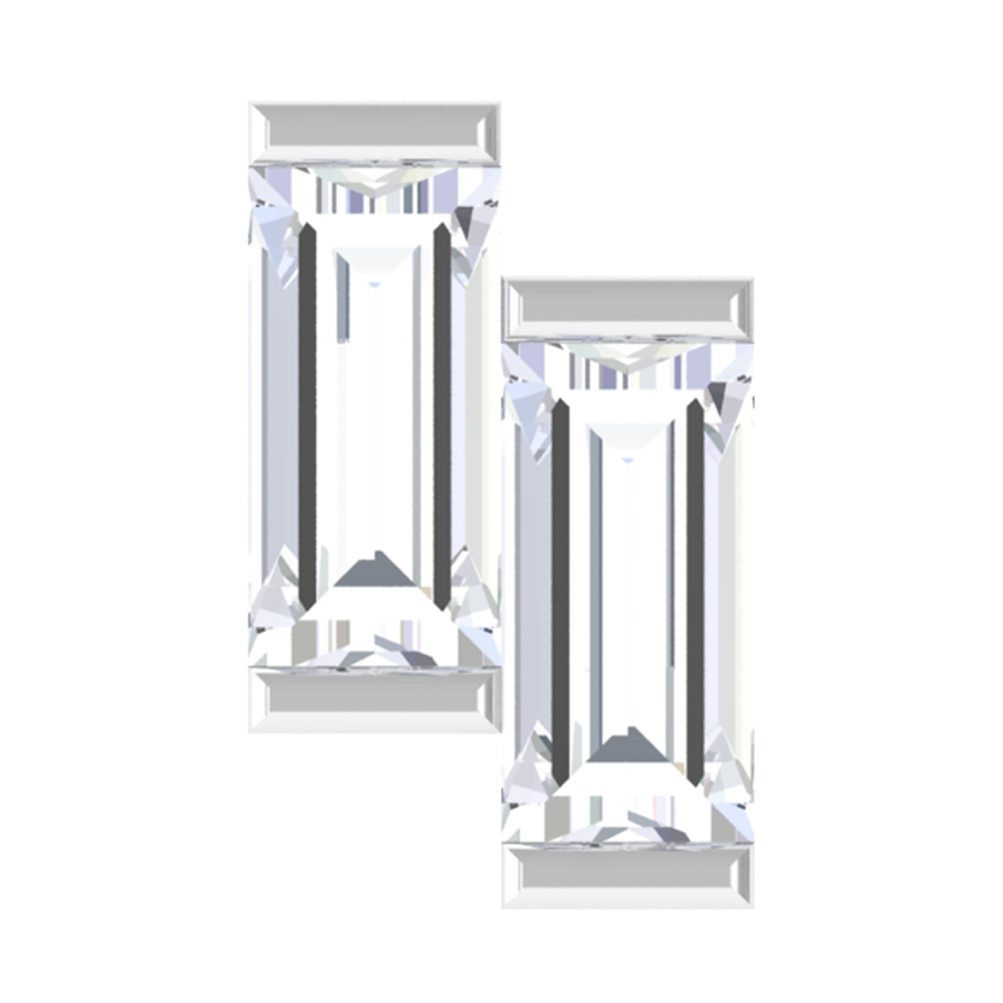 Baguette Moissanite 2 Stone Dainty Nose Stud