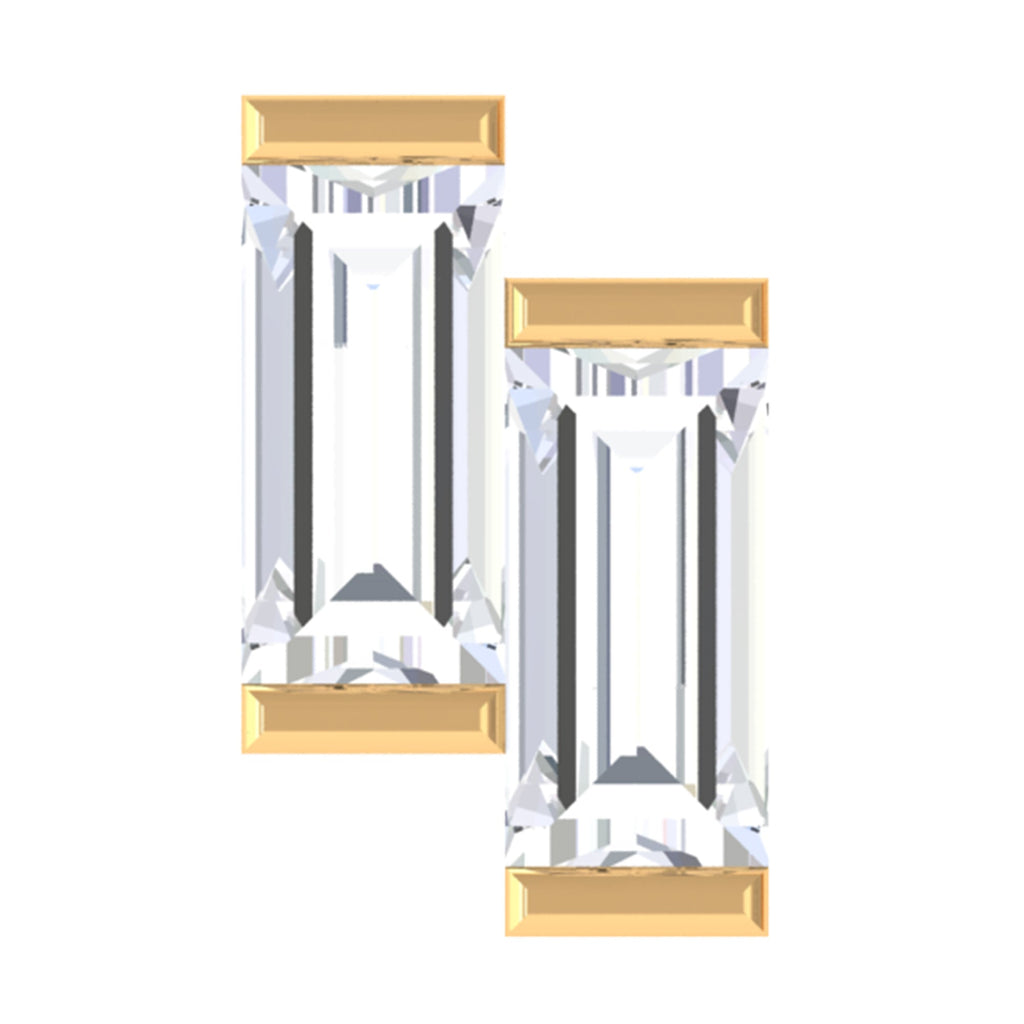 Baguette Moissanite 2 Stone Dainty Nose Stud