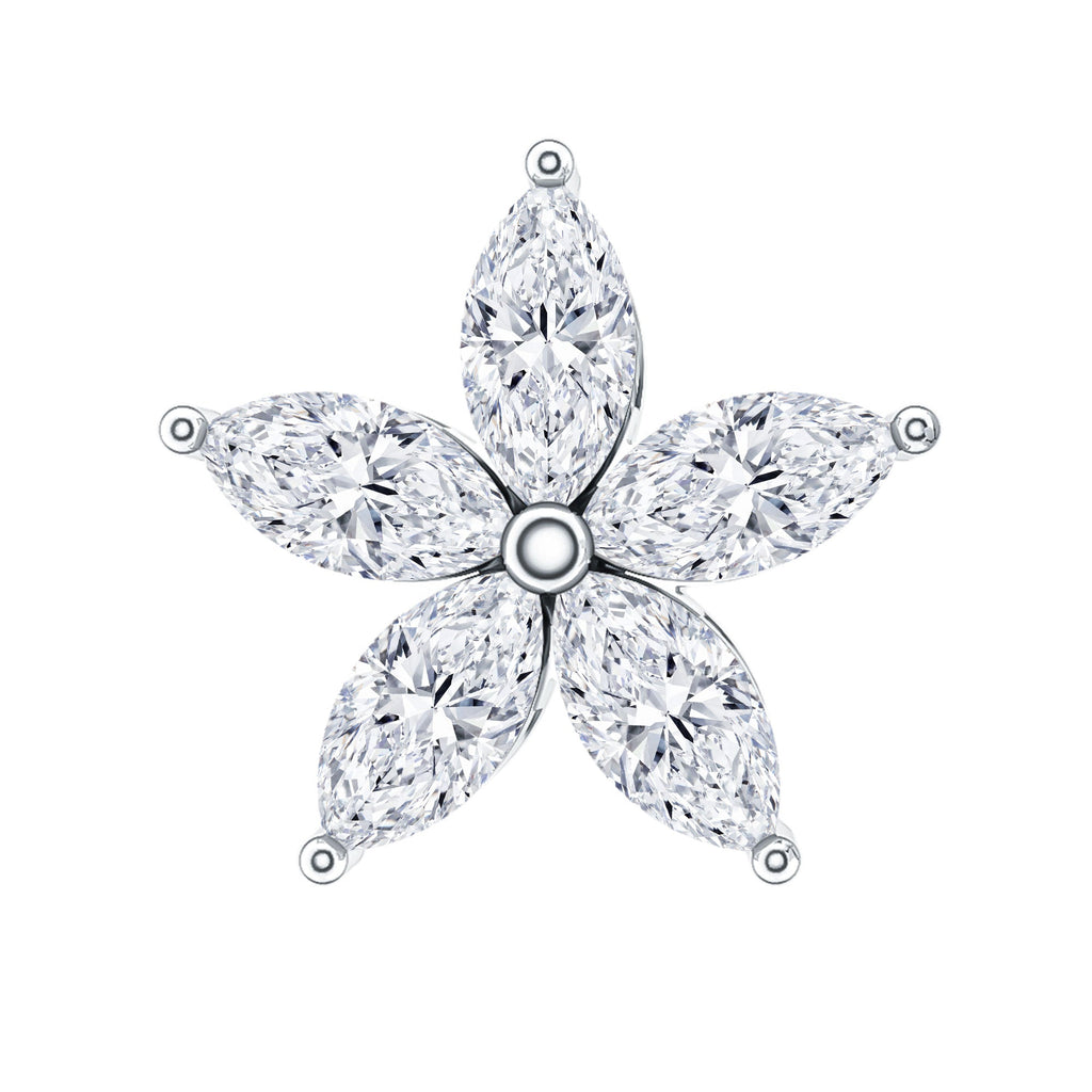 Marquise Cut Moissanite Floral Earring for Cartilage Piercing