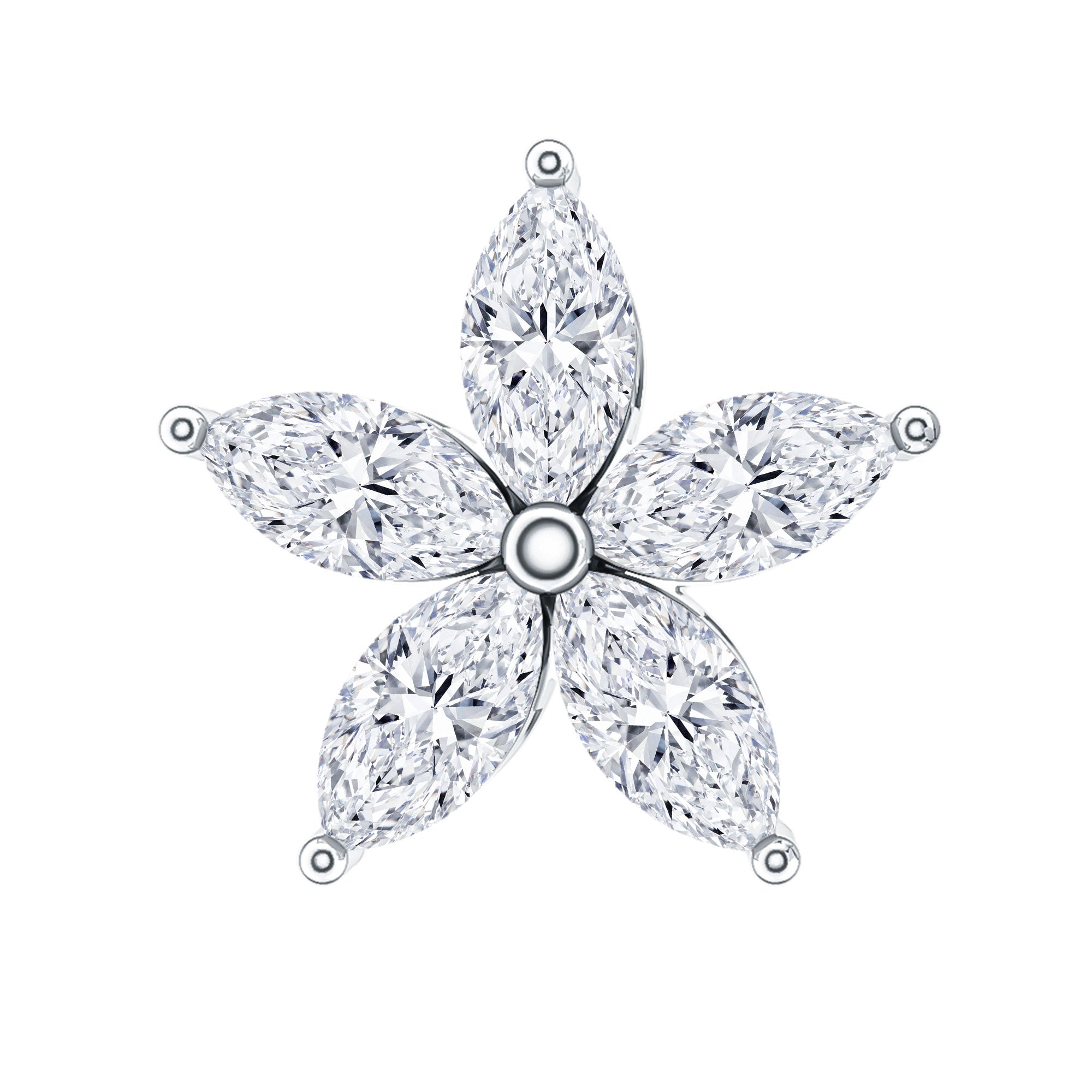 Marquise Cut Moissanite Floral Earring for Cartilage Piercing