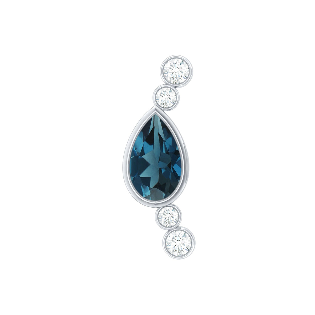 London Blue Topaz Ear Crawler Earring with Diamond