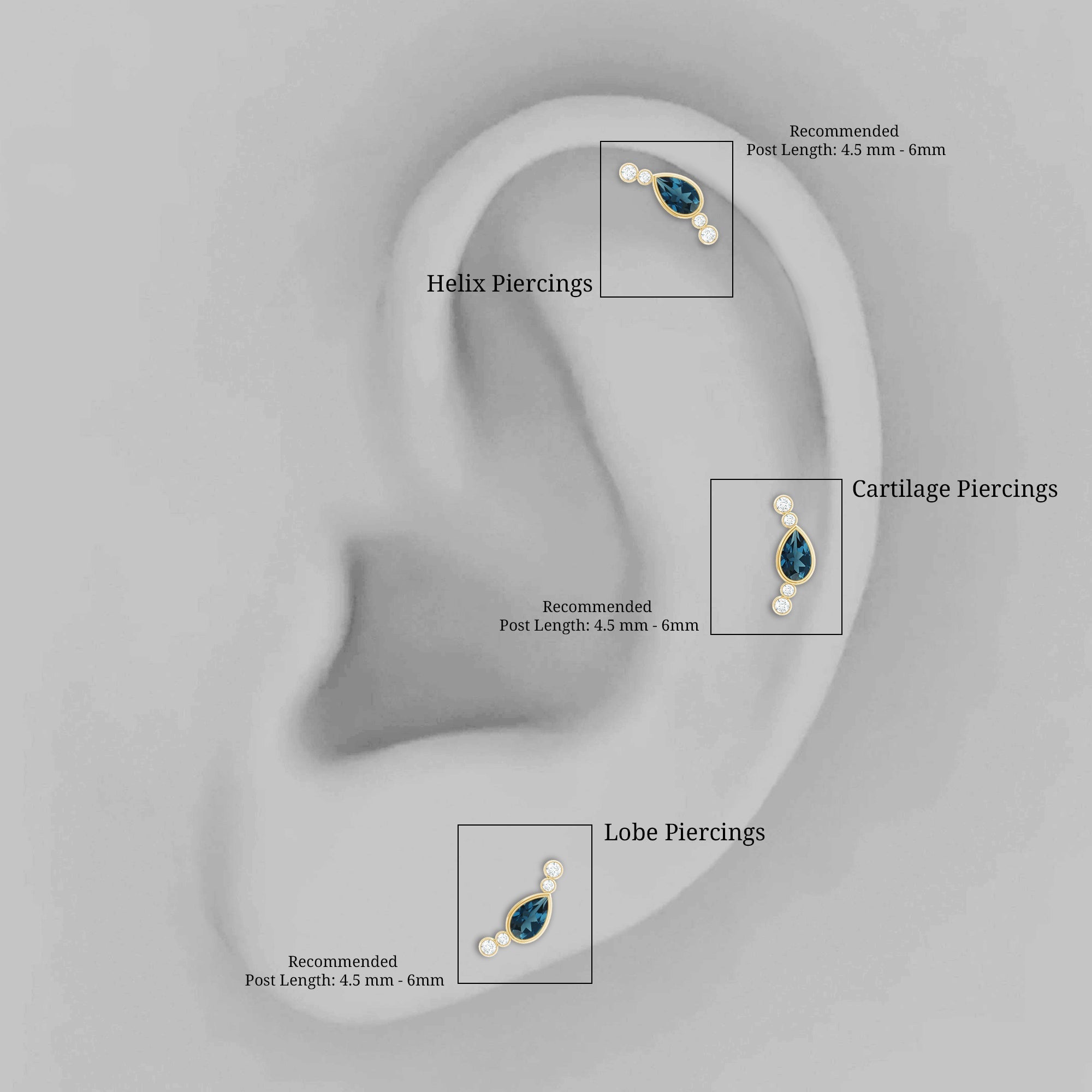 London Blue Topaz Ear Crawler Earring with Diamond
