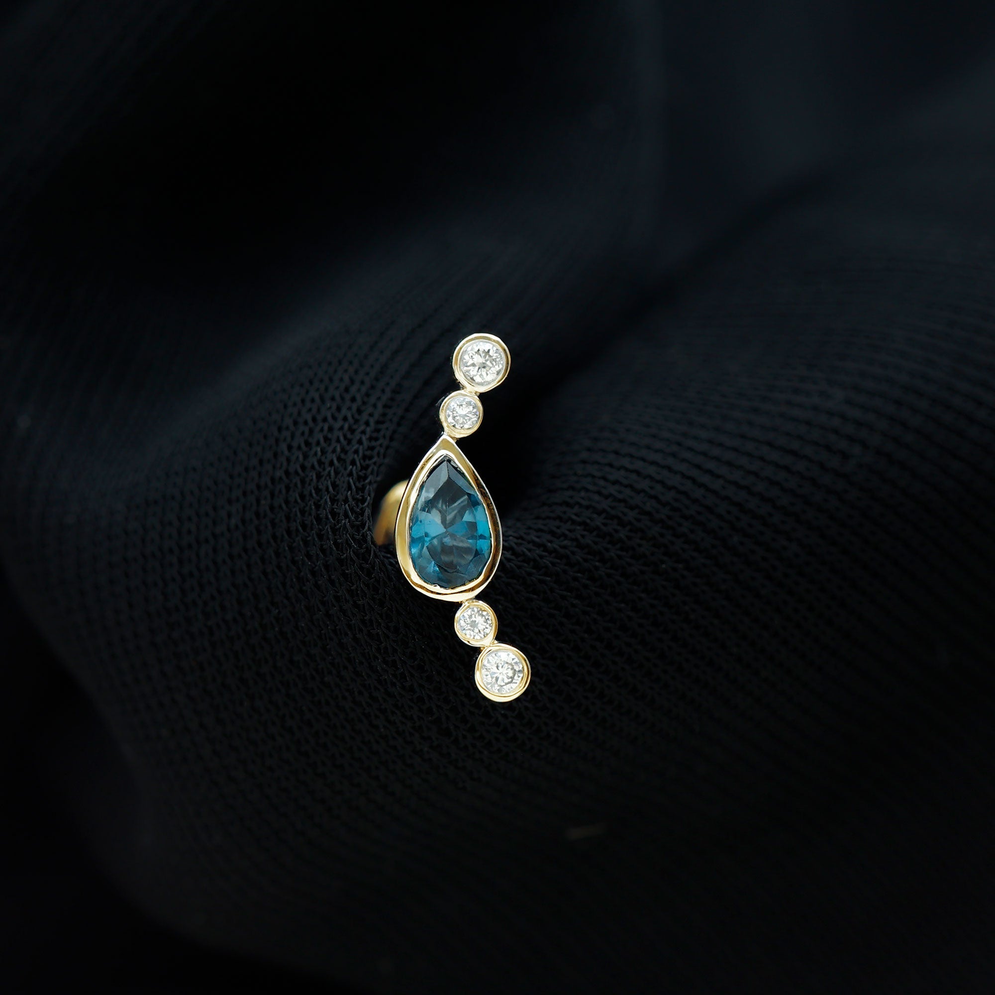 London Blue Topaz Ear Crawler Earring with Diamond