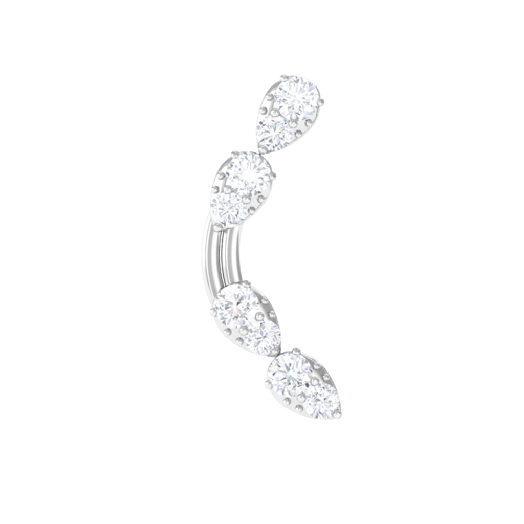 Certified Moissanite Curved Helix Earring for Her