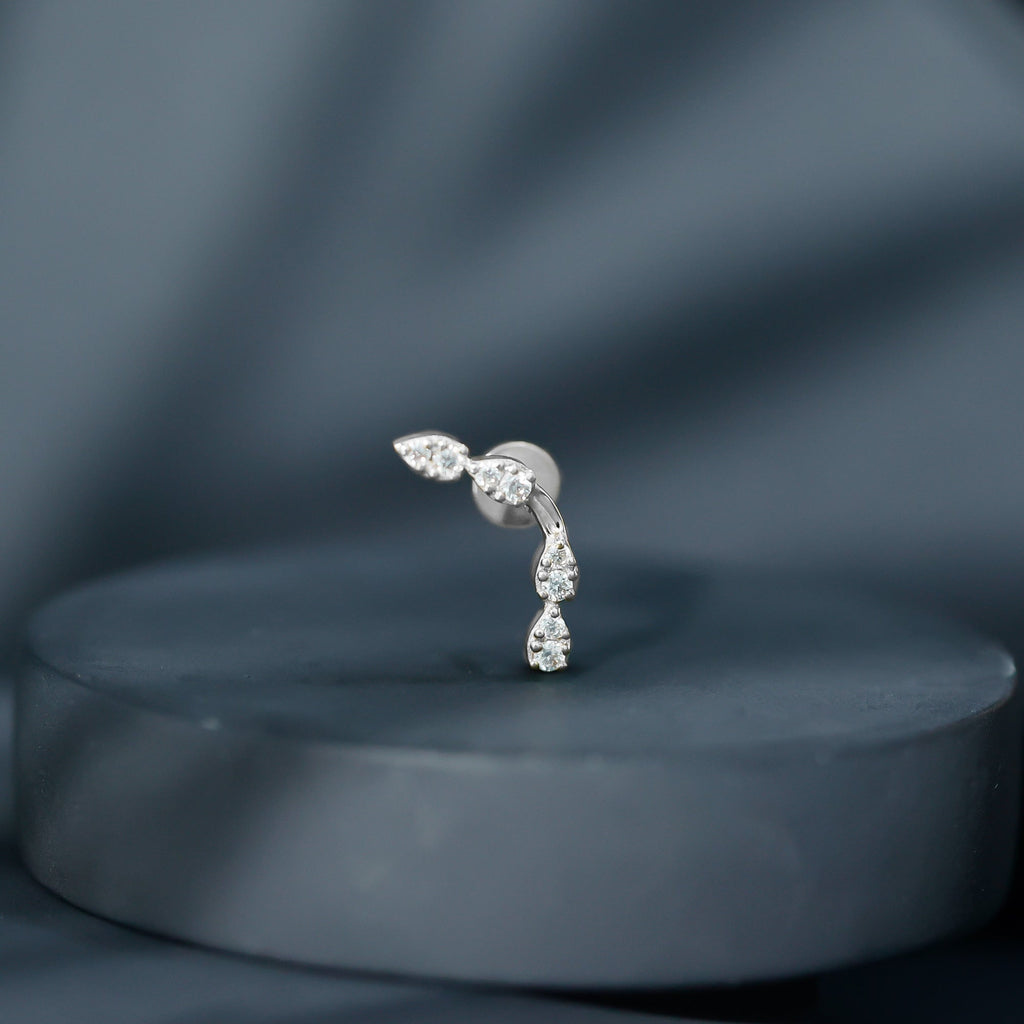 Certified Moissanite Curved Helix Earring for Her