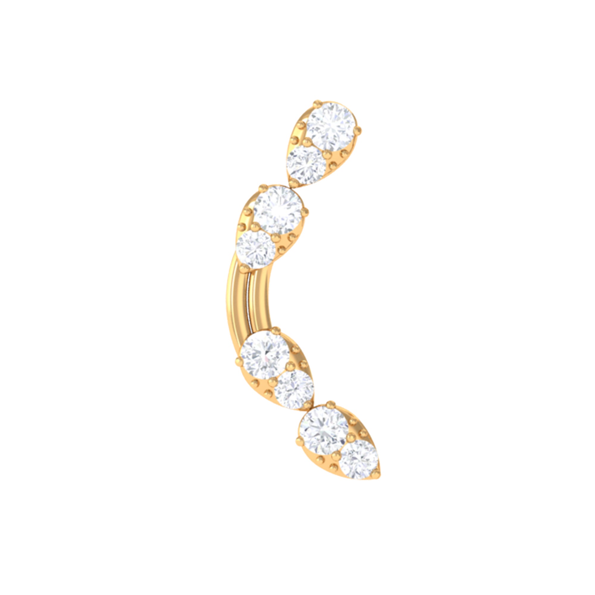 Certified Moissanite Curved Helix Earring for Her
