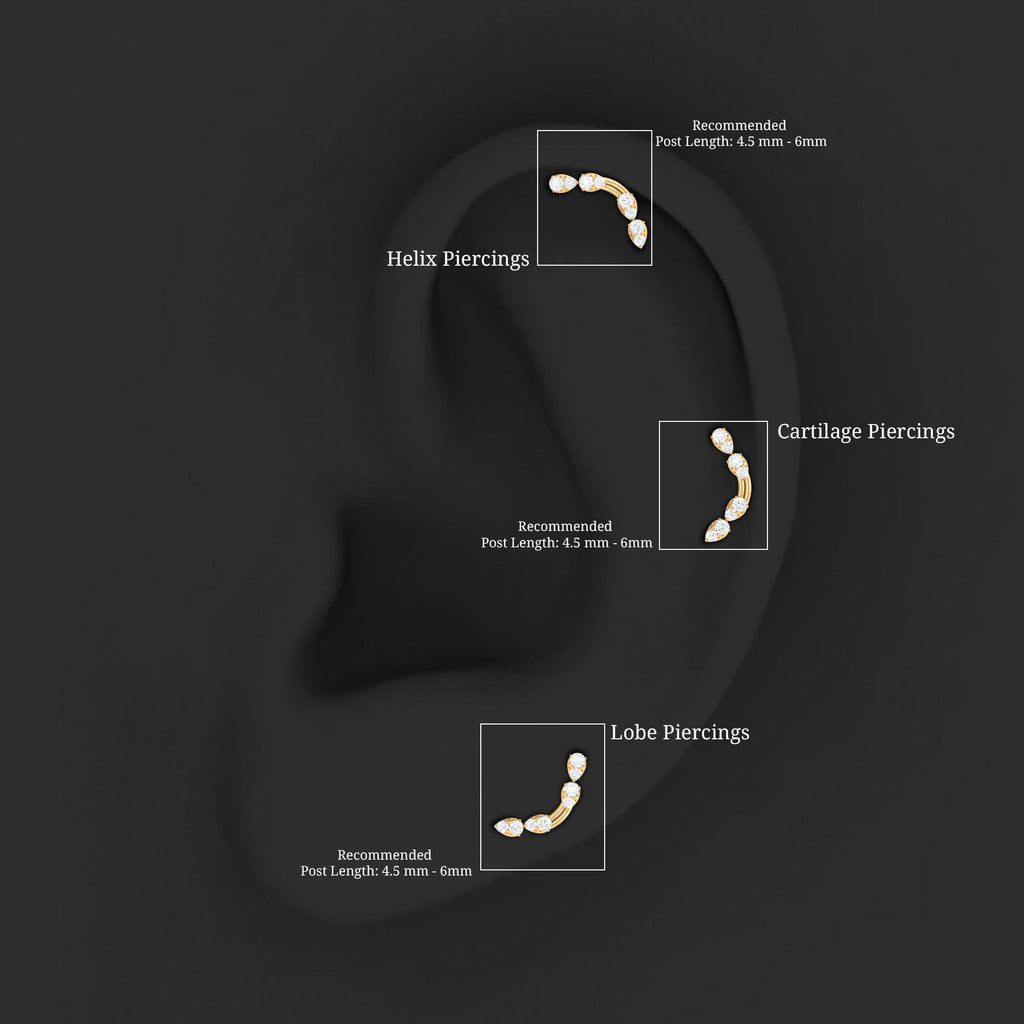 Certified Moissanite Curved Helix Earring for Her