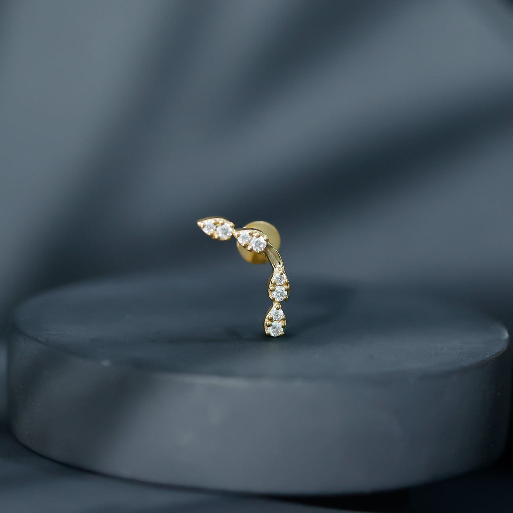 Certified Moissanite Curved Helix Earring for Her
