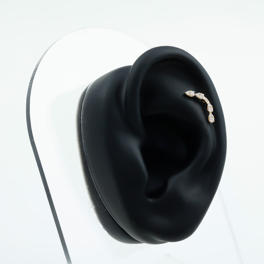 Certified Moissanite Curved Helix Earring for Her