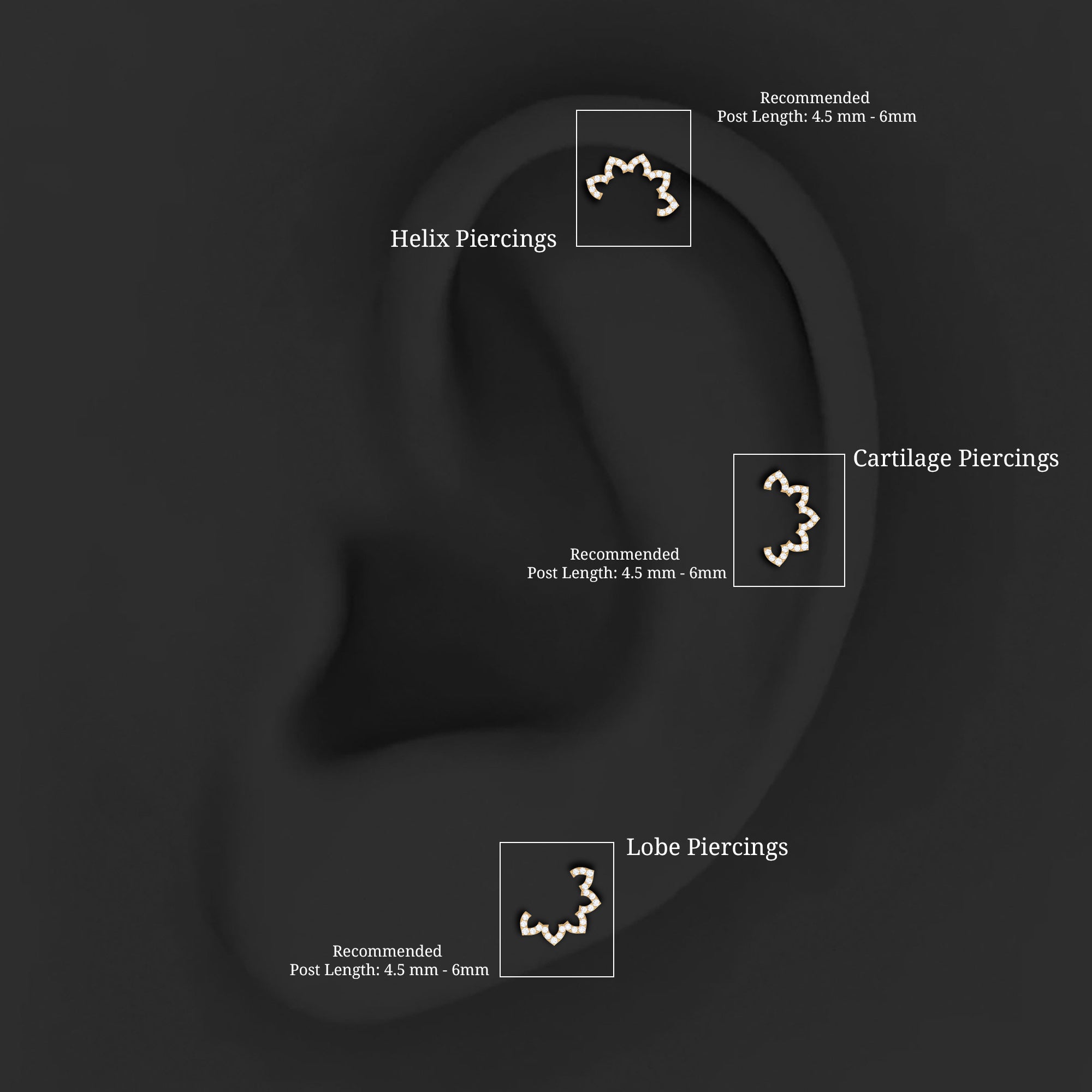 Certified Moissanite Designer Earring for Cartilage Piercing
