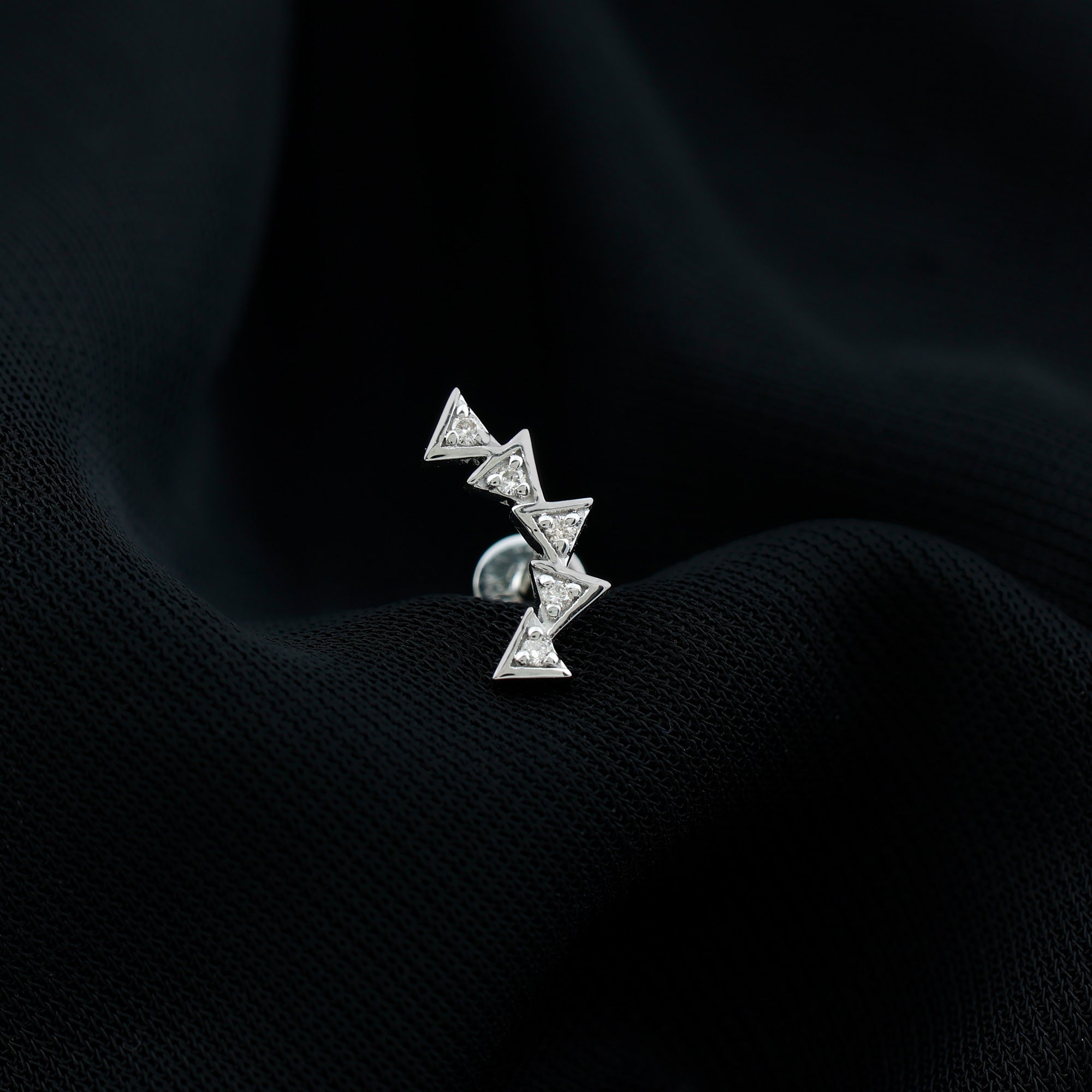 Genuine Diamond Geometric Curved Cartilage Earring