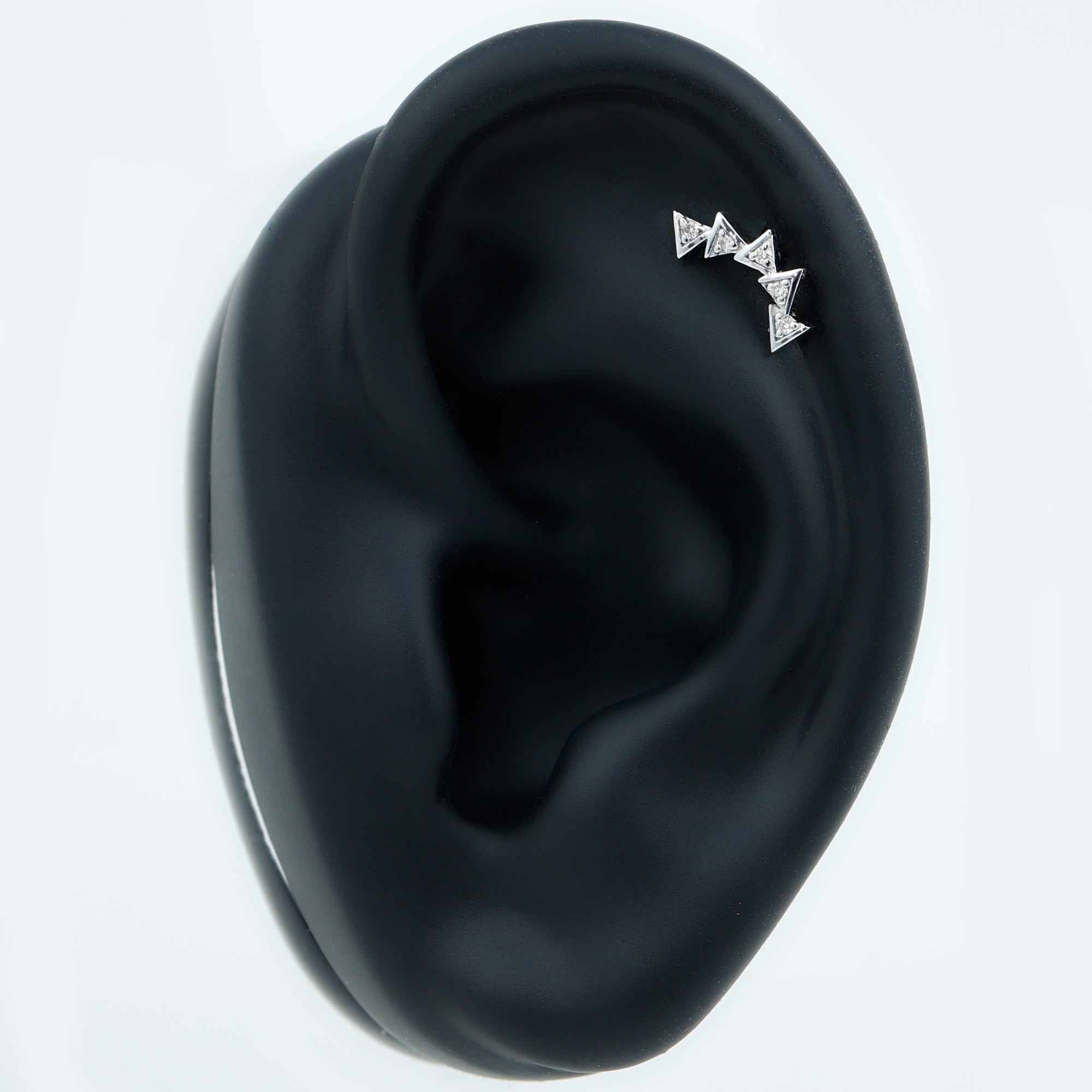 Genuine Diamond Geometric Curved Cartilage Earring