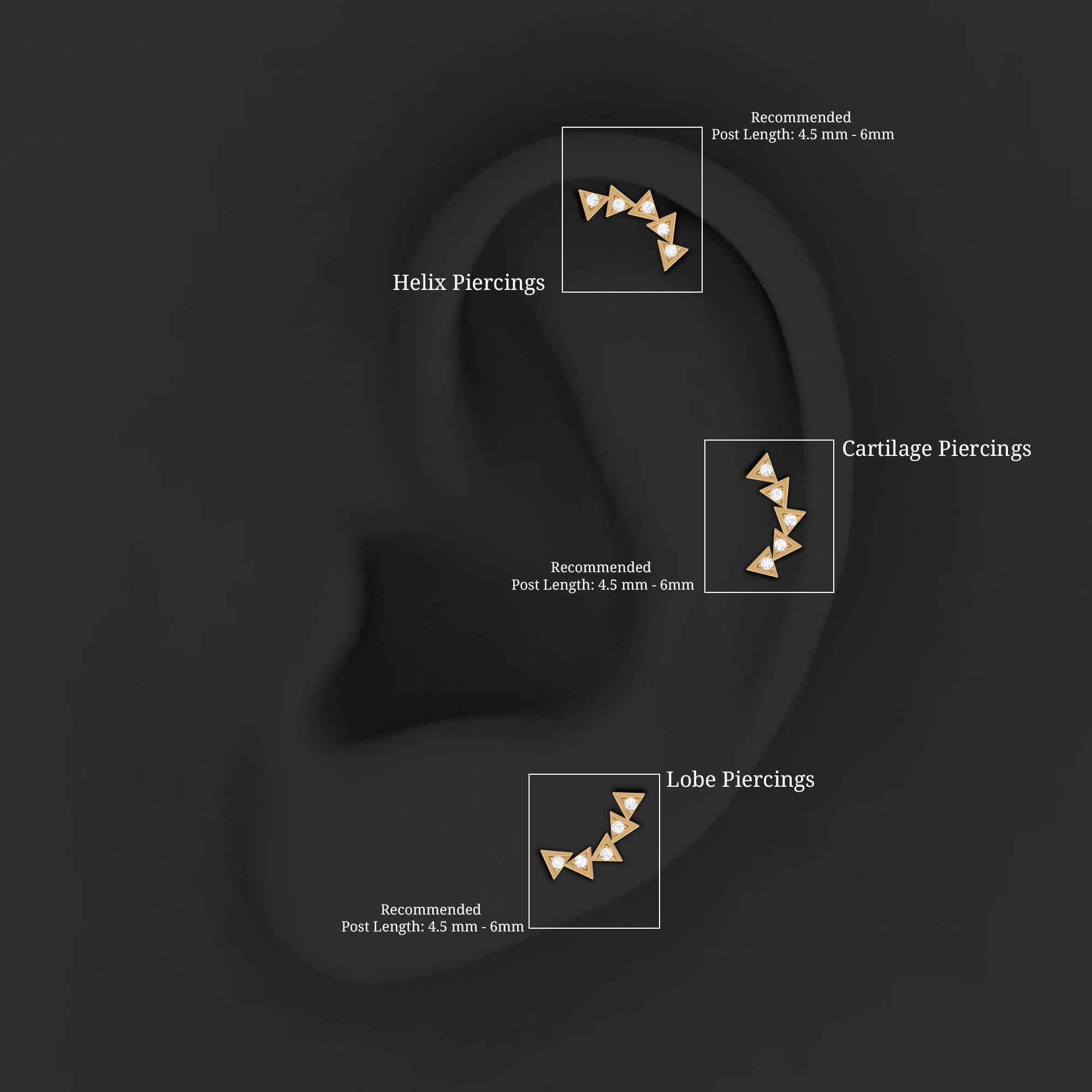Genuine Diamond Geometric Curved Cartilage Earring
