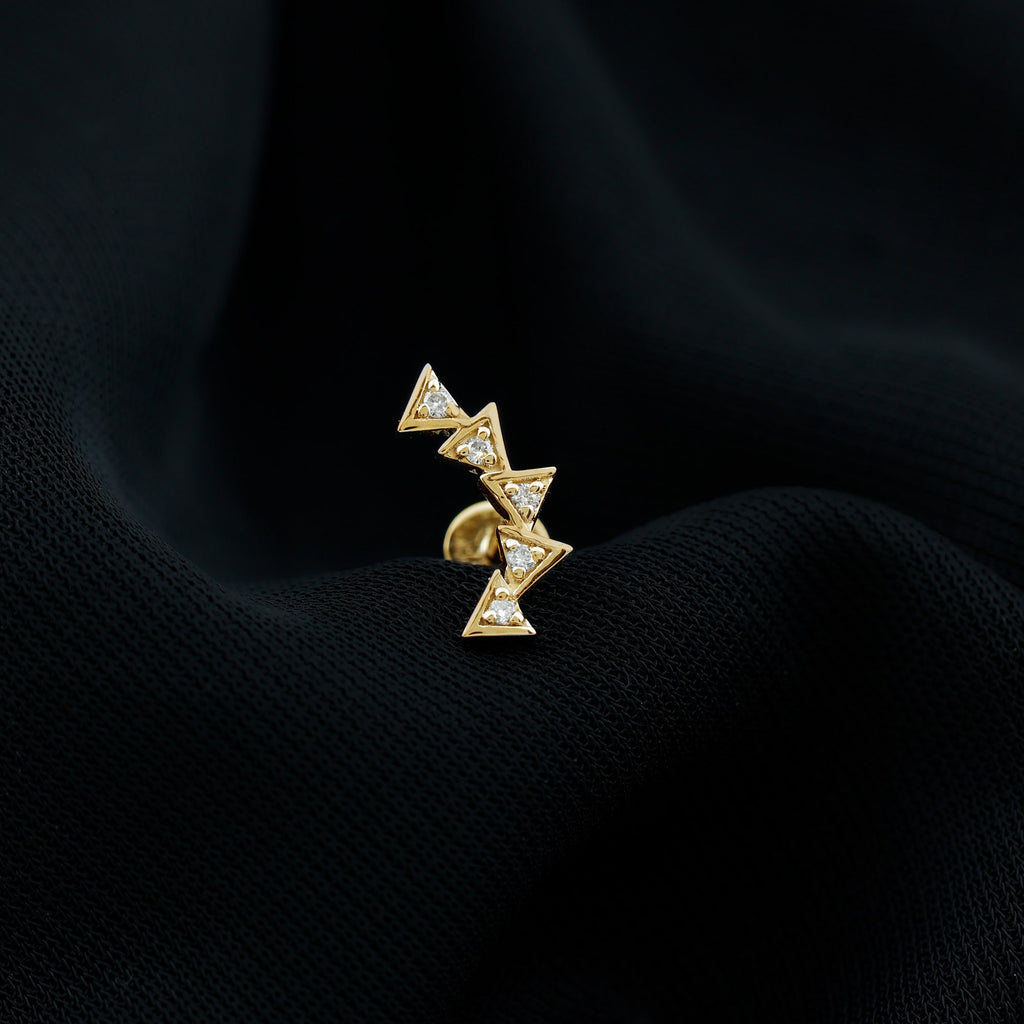 Genuine Diamond Geometric Curved Cartilage Earring