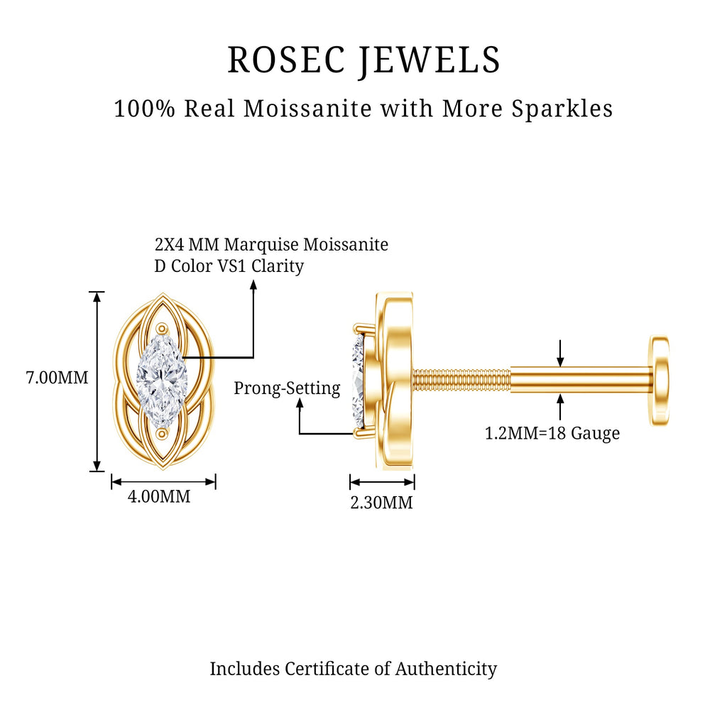 Minimal Marquise Cut Moissanite Cartilage Earring