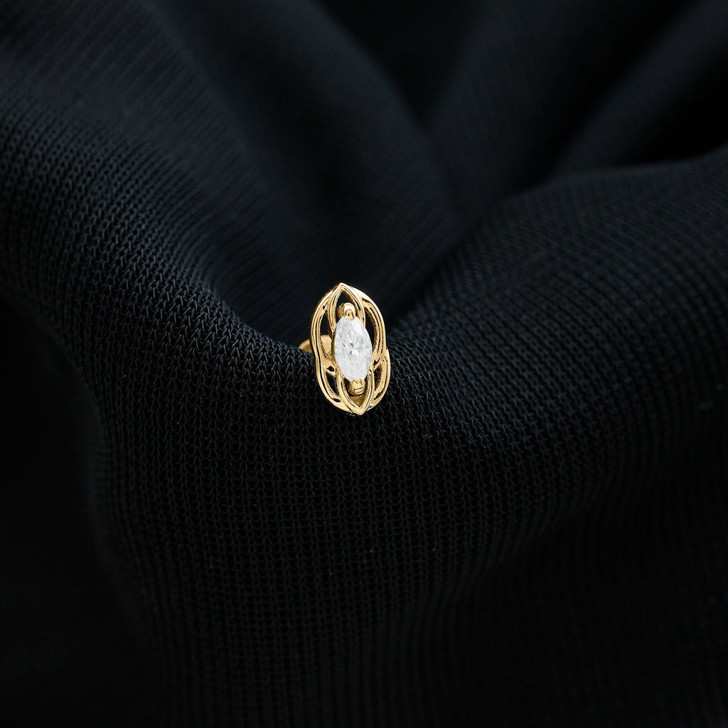 Minimal Marquise Cut Moissanite Cartilage Earring