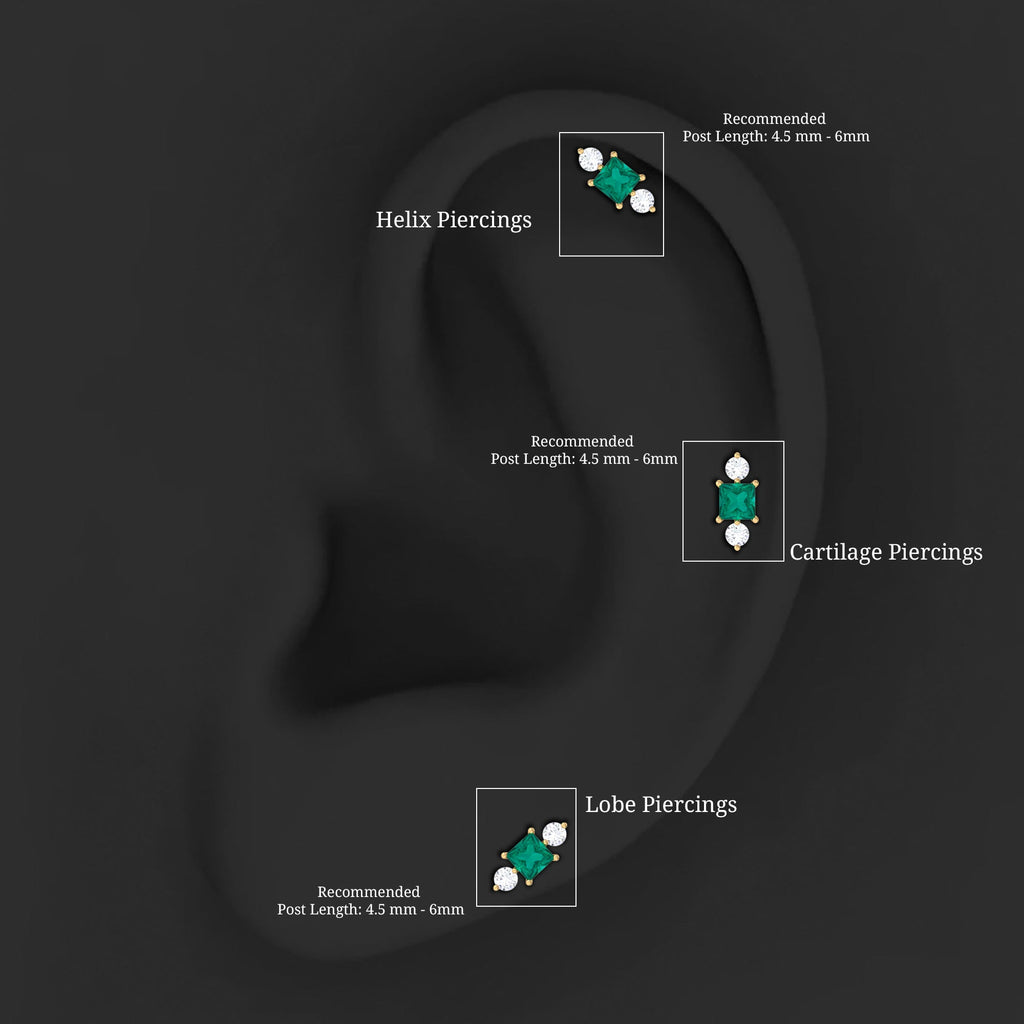 Natural Emerald and Lab Grown Diamond Helix Earring