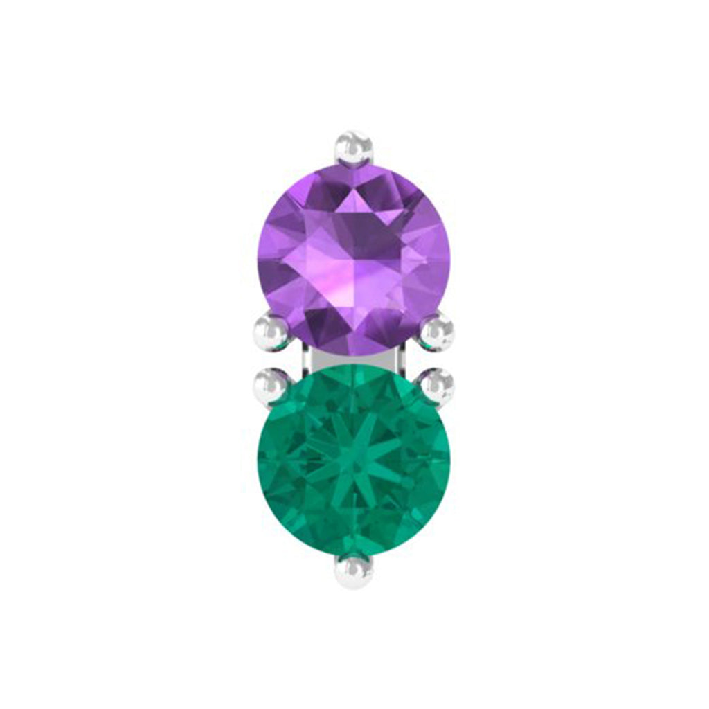 Real Amethyst and Emerald Earring for Helix Piercing