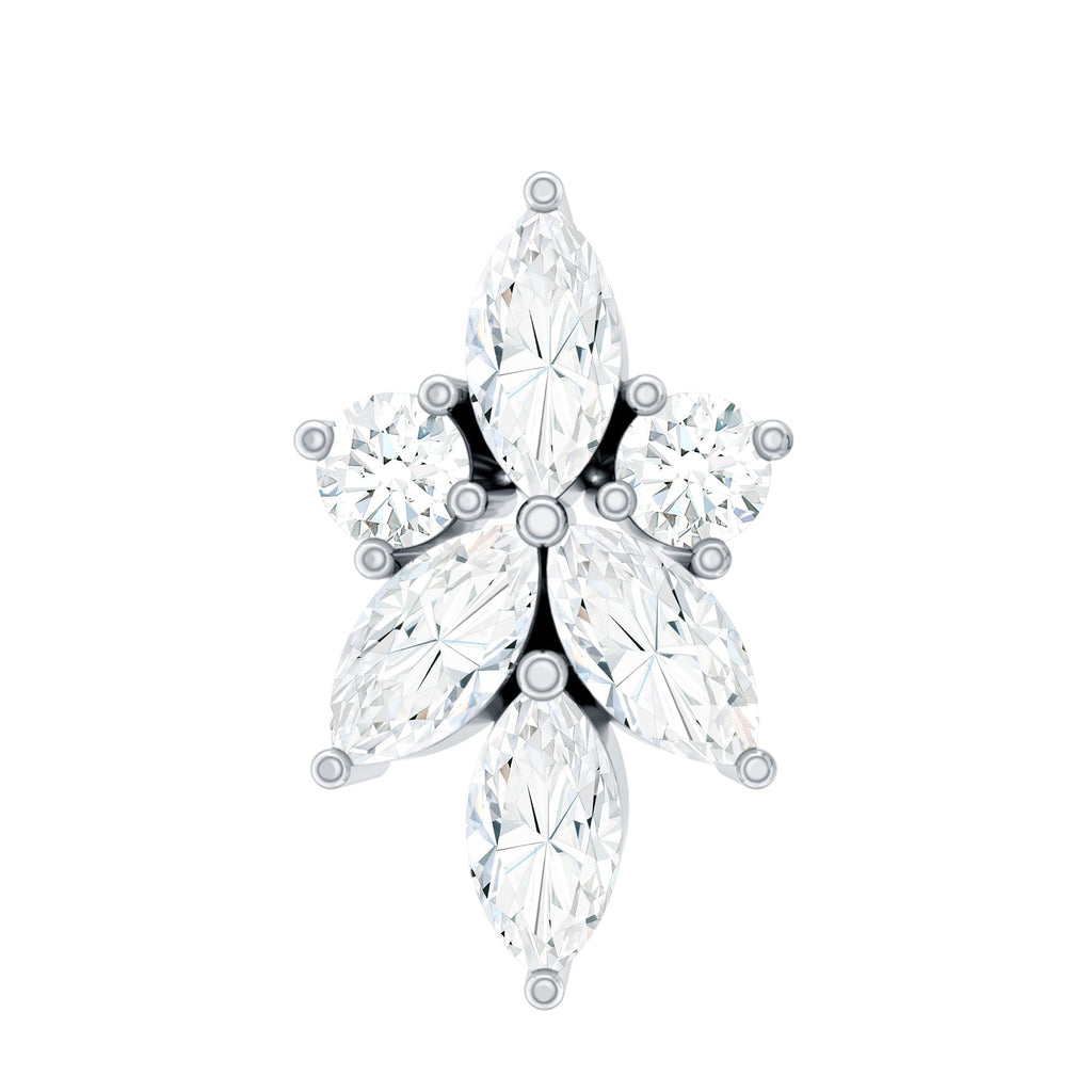 Marquise and Round Moissanite Cluster Floral Earring
