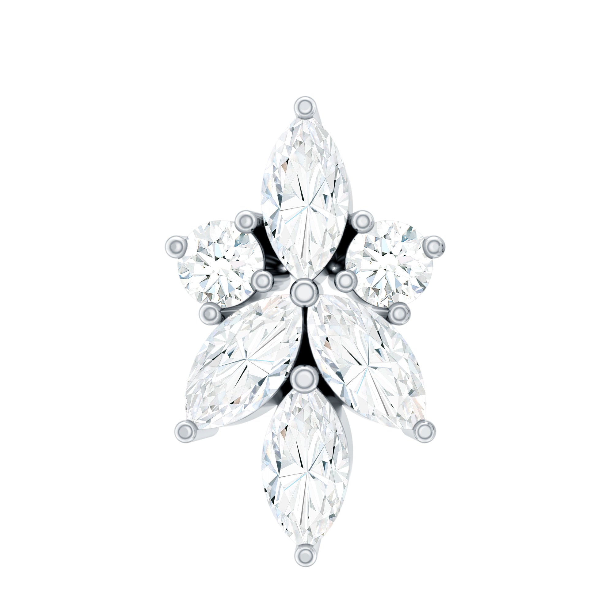 Marquise and Round Moissanite Cluster Floral Earring