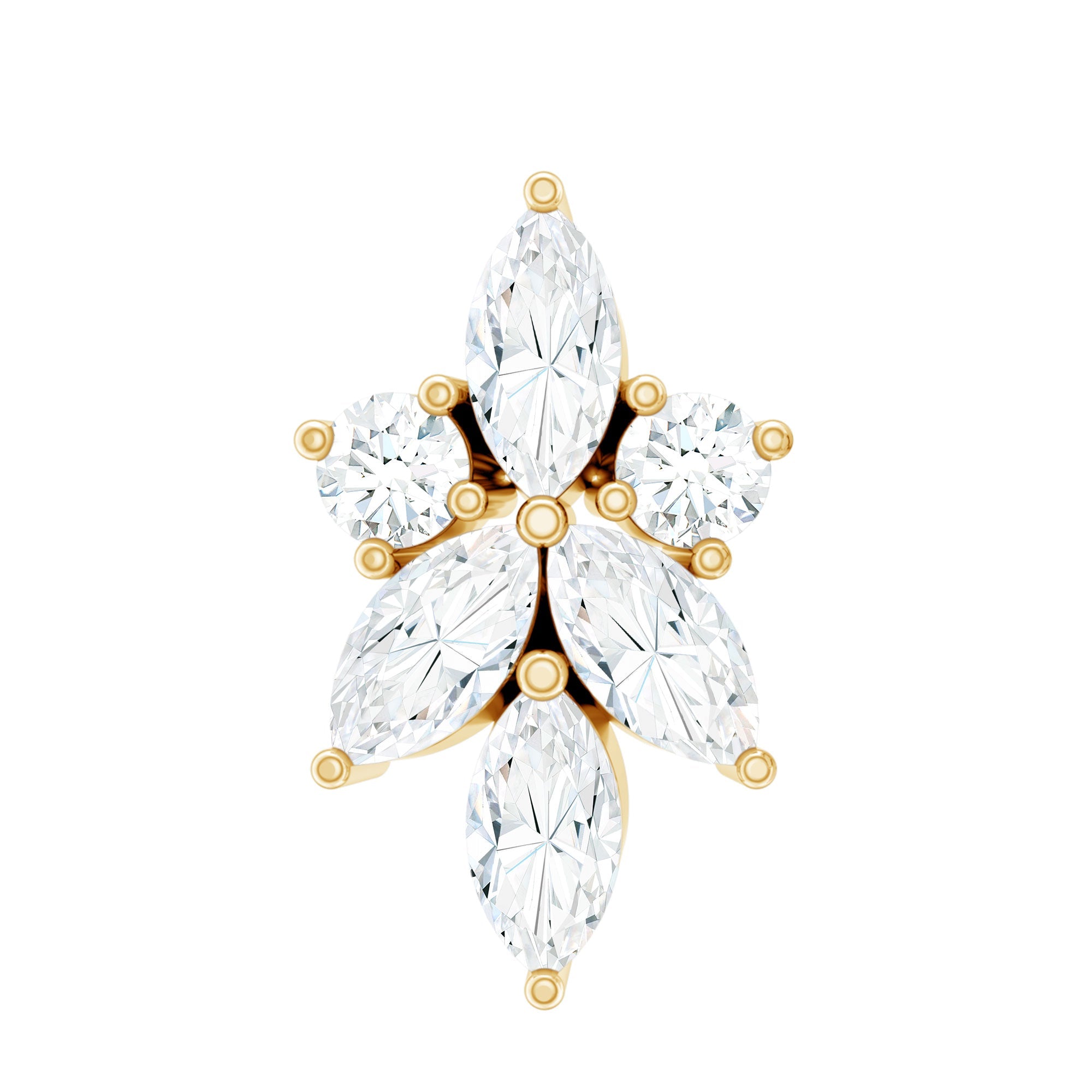 Marquise and Round Moissanite Cluster Floral Earring