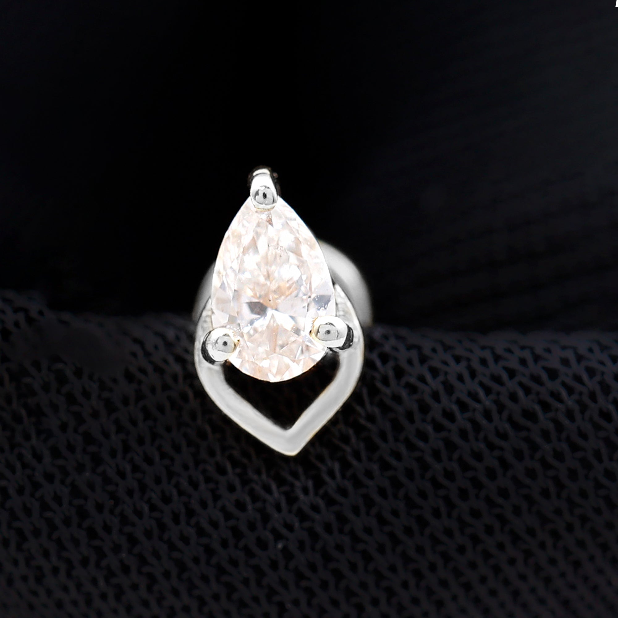 3X5MM Pear Shape Moissanite Solitaire Cartilage Earring