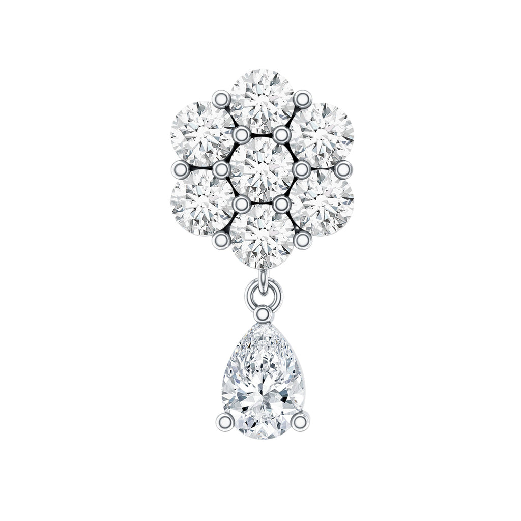 Moissanite Floral Drop Earring for Helix Piercing