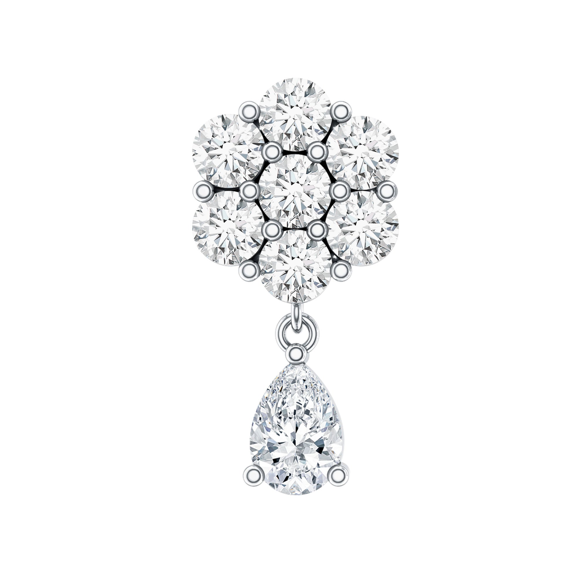 Moissanite Floral Drop Earring for Helix Piercing