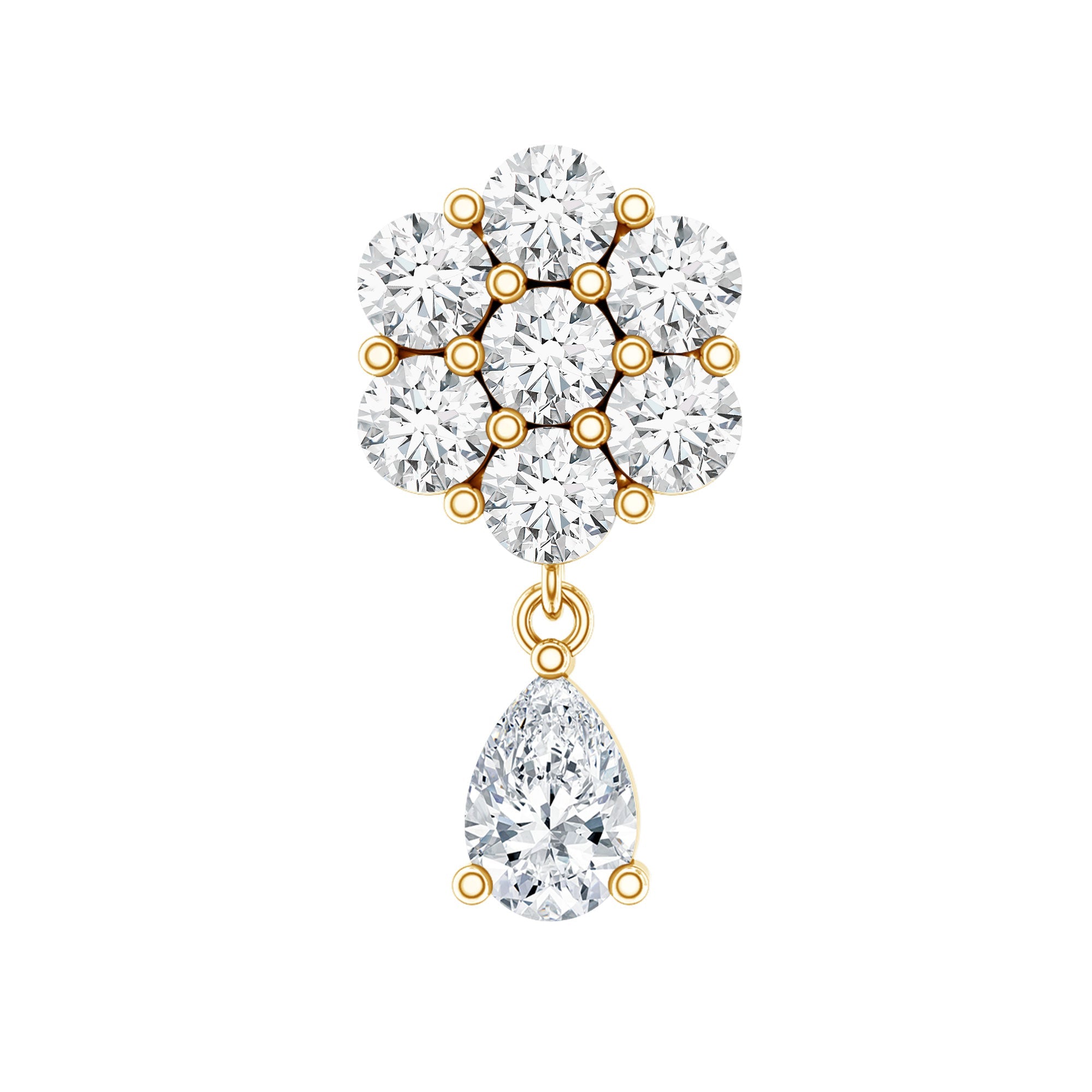Moissanite Floral Drop Earring for Helix Piercing
