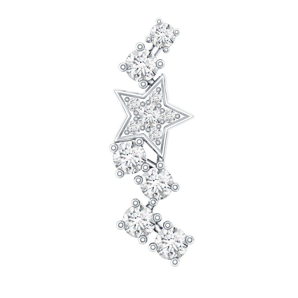 Moissanite Star Crawler Earring for Helix Piercing