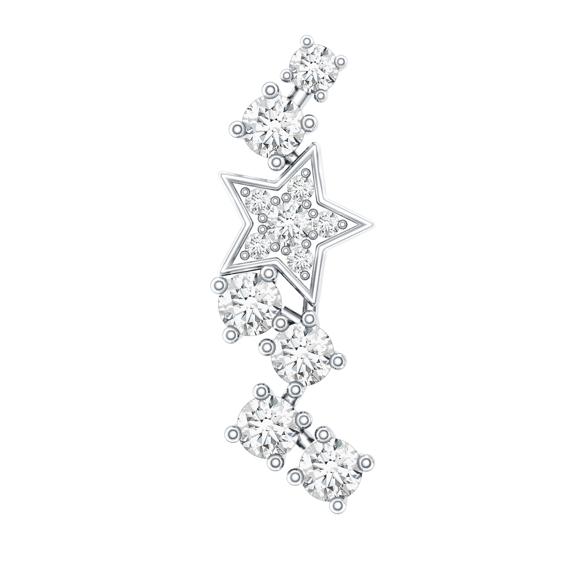 Moissanite Star Crawler Earring for Helix Piercing