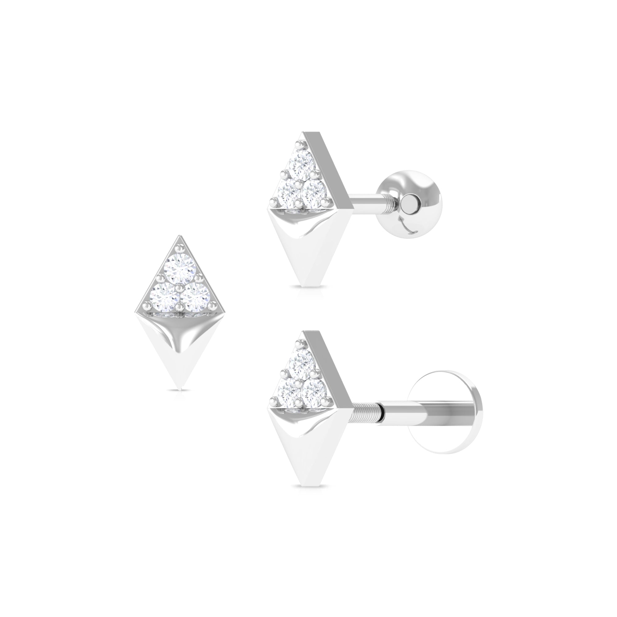Natural Diamond Geometric Tragus Earring