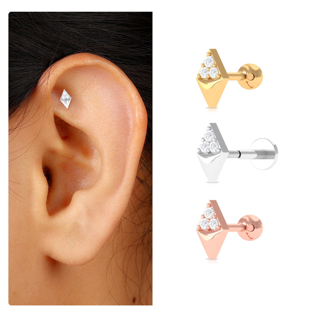 Natural Diamond Geometric Tragus Earring