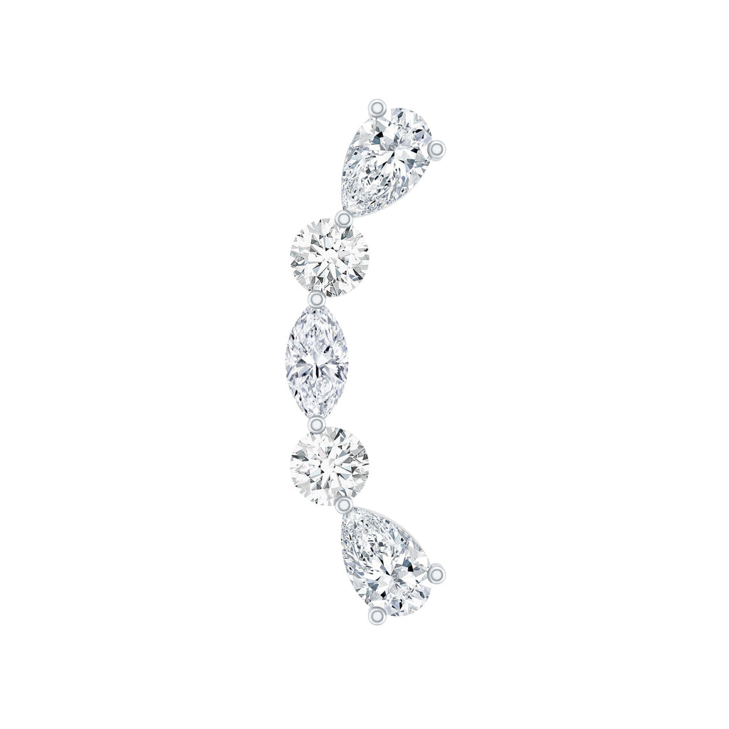 Certified Moissanite Curved Crawler Earring for Helix Piercing