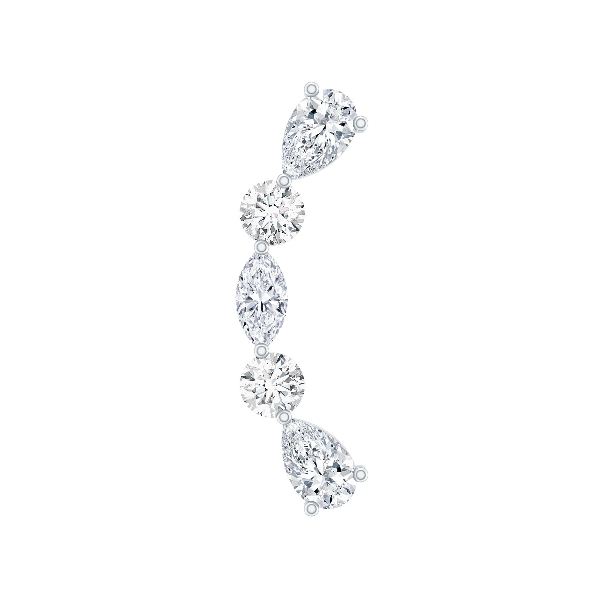 Certified Moissanite Curved Crawler Earring for Helix Piercing