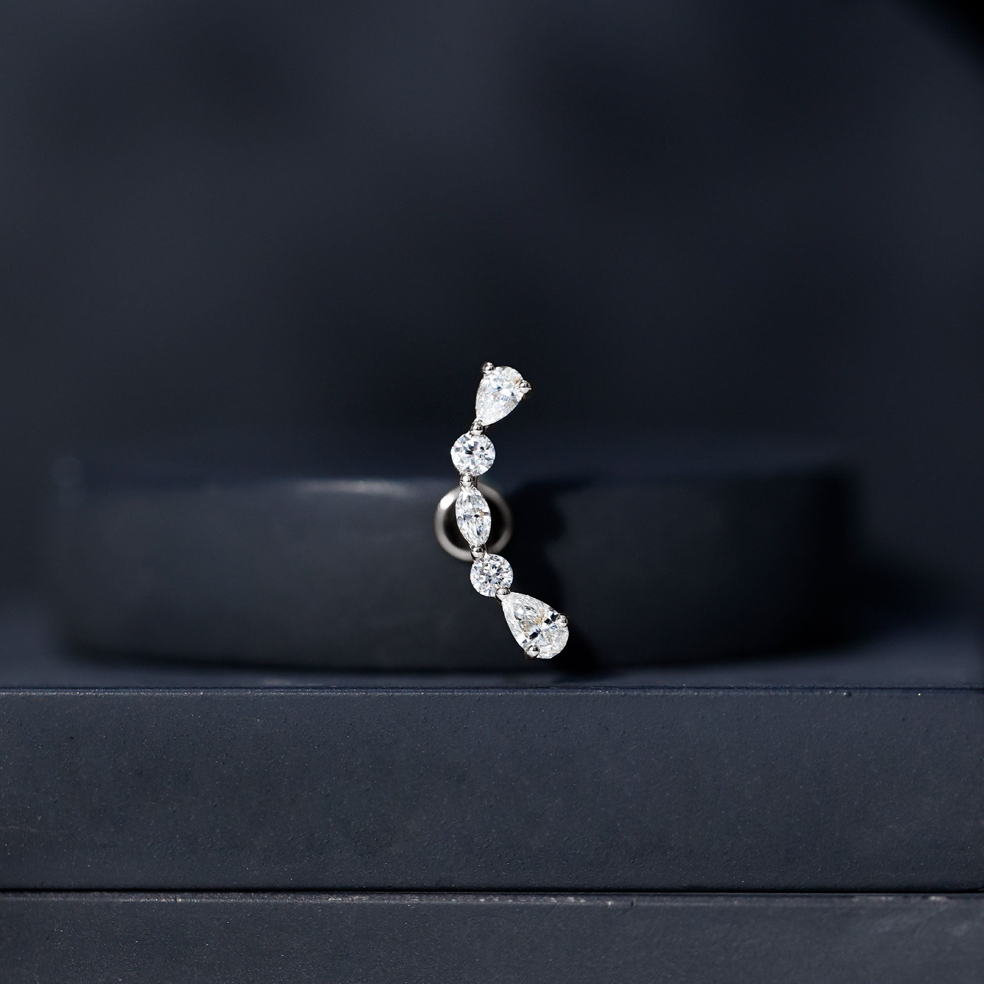 Certified Moissanite Curved Crawler Earring for Helix Piercing