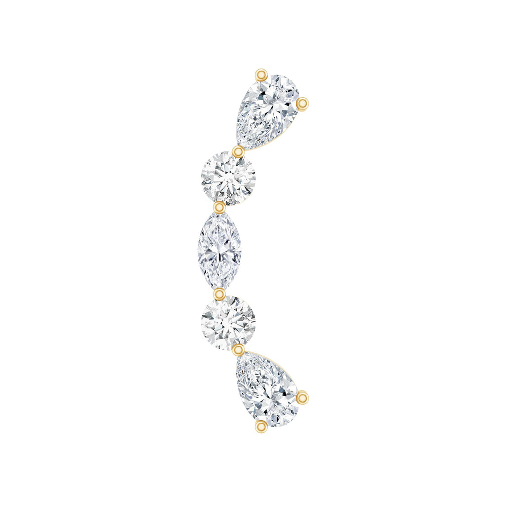 Certified Moissanite Curved Crawler Earring for Helix Piercing