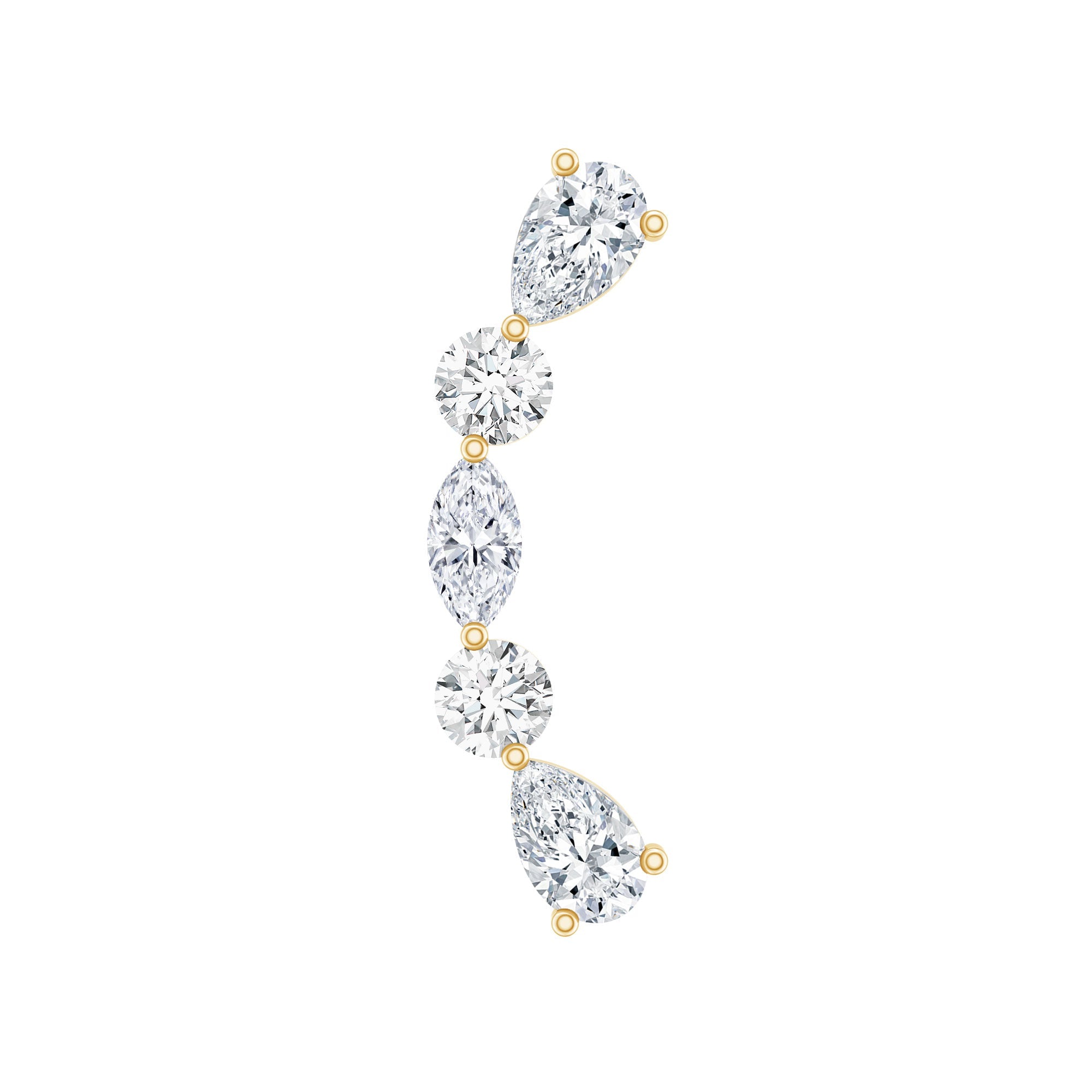 Certified Moissanite Curved Crawler Earring for Helix Piercing