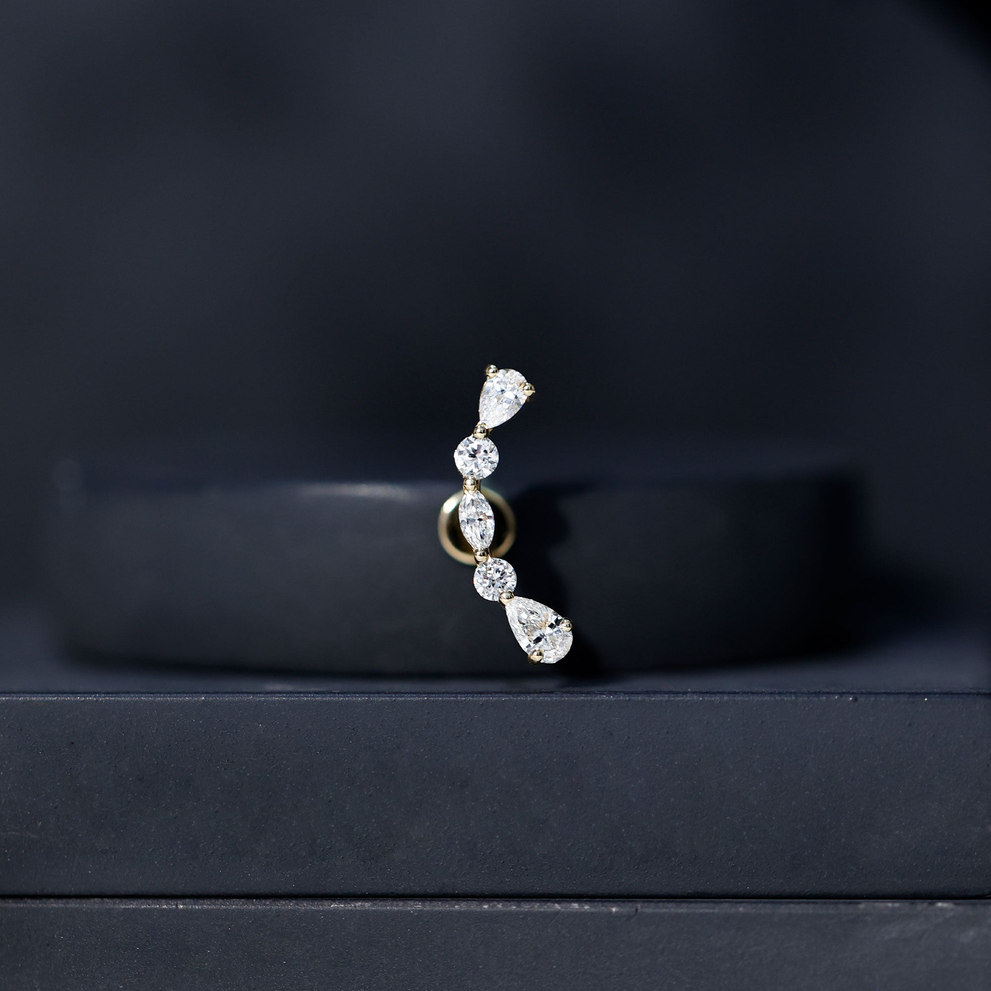 Certified Moissanite Curved Crawler Earring for Helix Piercing