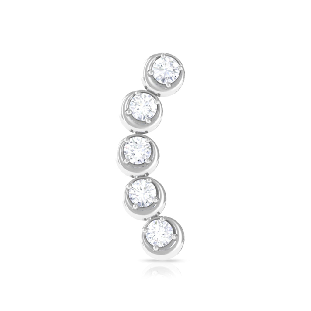 Round Moissanite Crawler Earring for Helix Piercing