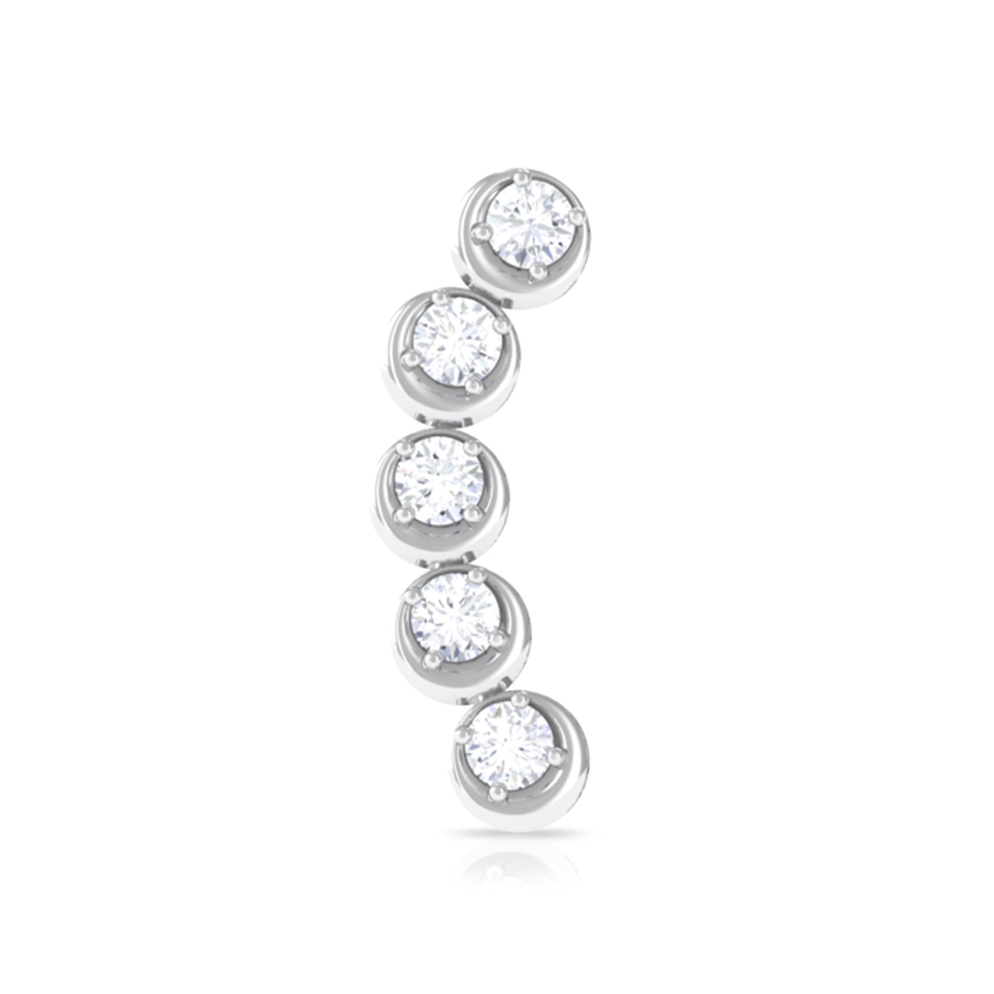 Round Moissanite Crawler Earring for Helix Piercing