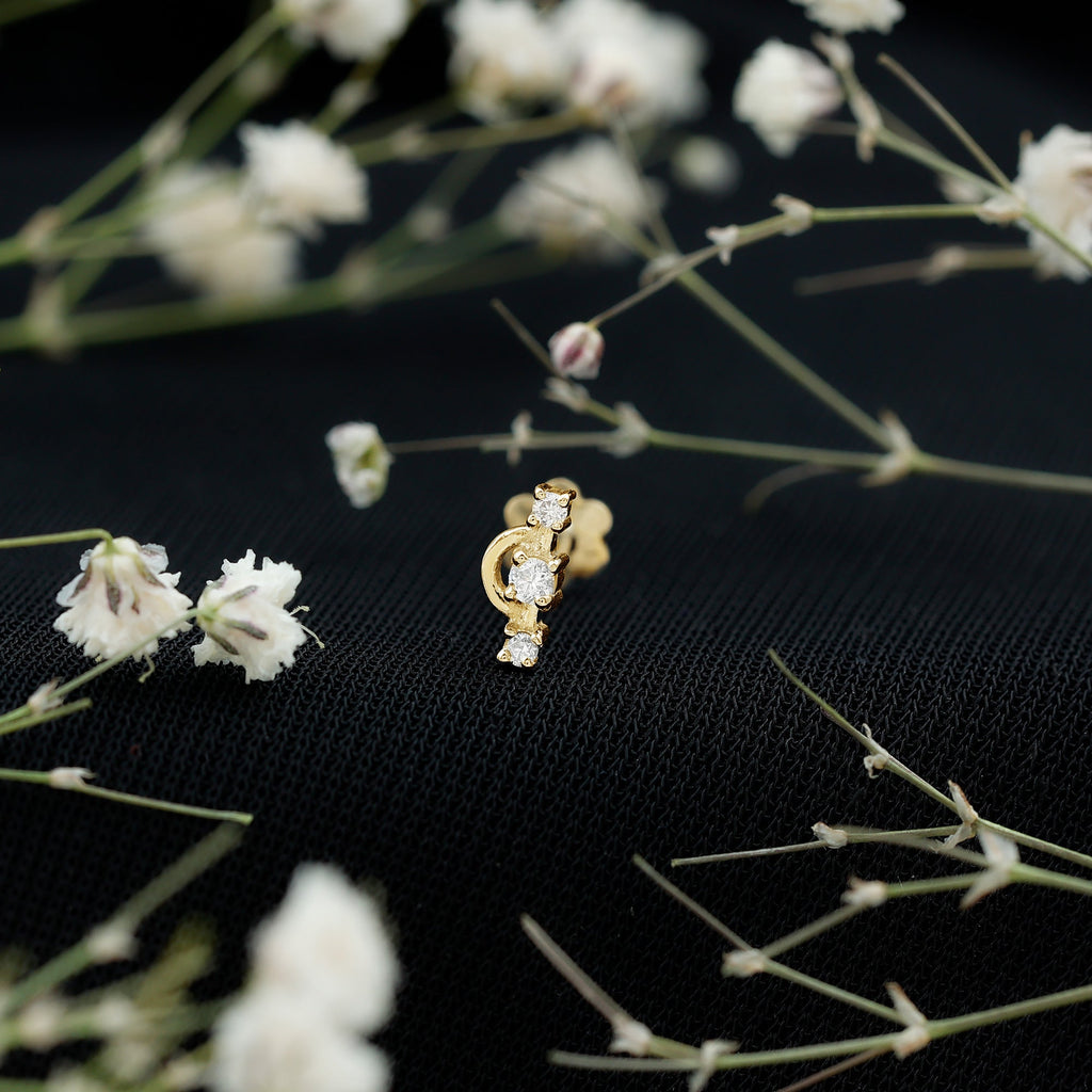 Natural Diamond Unique Tragus Earring with Certificate