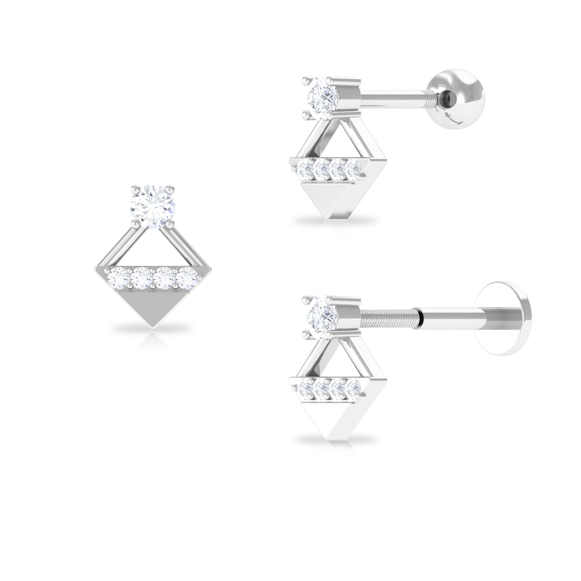 Unique Diamond Geometric Tragus Earring