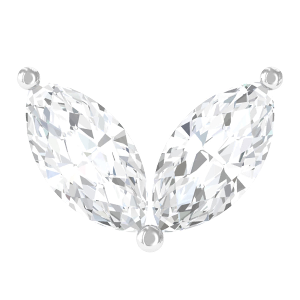 Marquise Cut Moissanite Two Stone Leaf Helix Earring